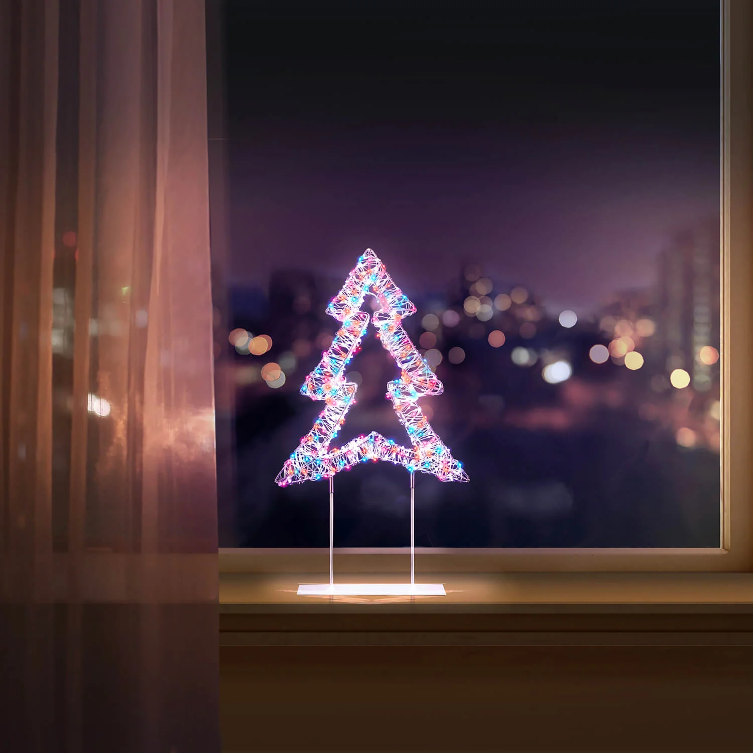 Premier Lit 45cm 720 LED White Table Top Christmas Tree With Timer - Rainbow - Image 4