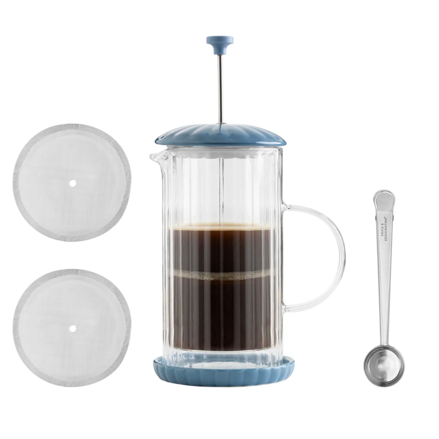 Price & Kensington 1 Litre Luxe Cafetière With Coffee Scoop - Bluebell - Image 2