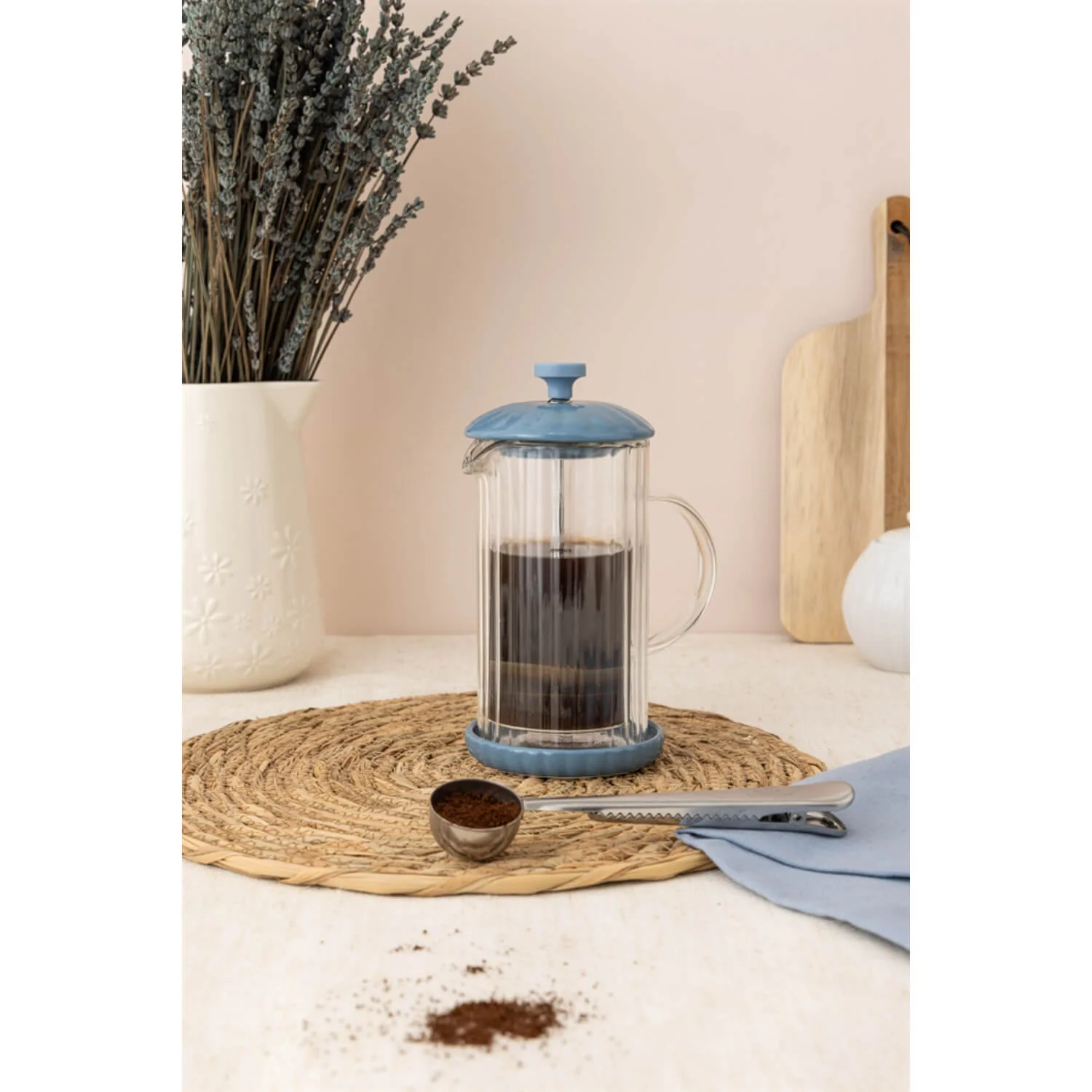 Price & Kensington 1 Litre Luxe Cafetière With Coffee Scoop - Bluebell - Image 5