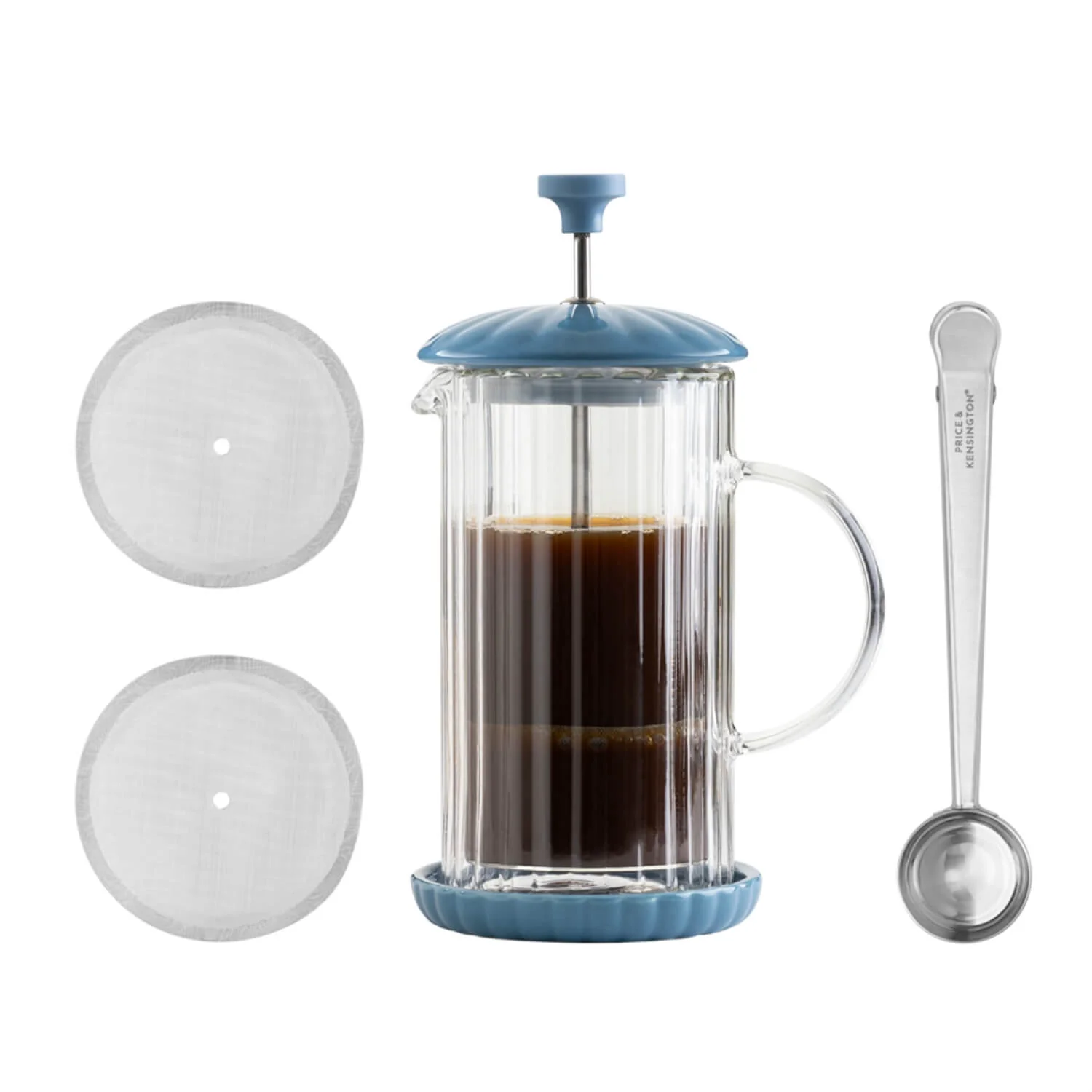 Price & Kensington 350ml Luxe Cafetière With Coffee Scoop - Bluebell - Image 2