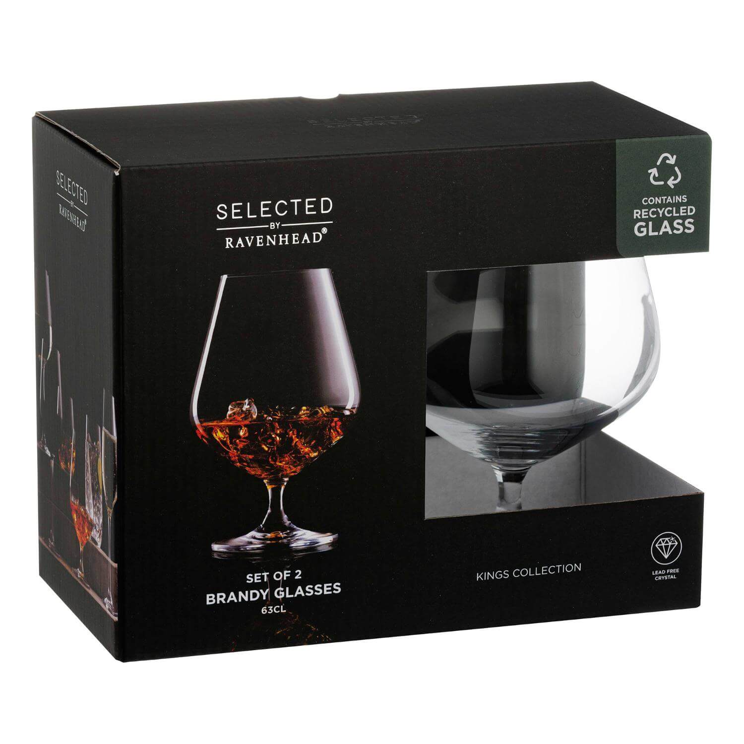 Ravenhead Kings Set of 2 63cl Crystal Brandy Glasses - Image 2