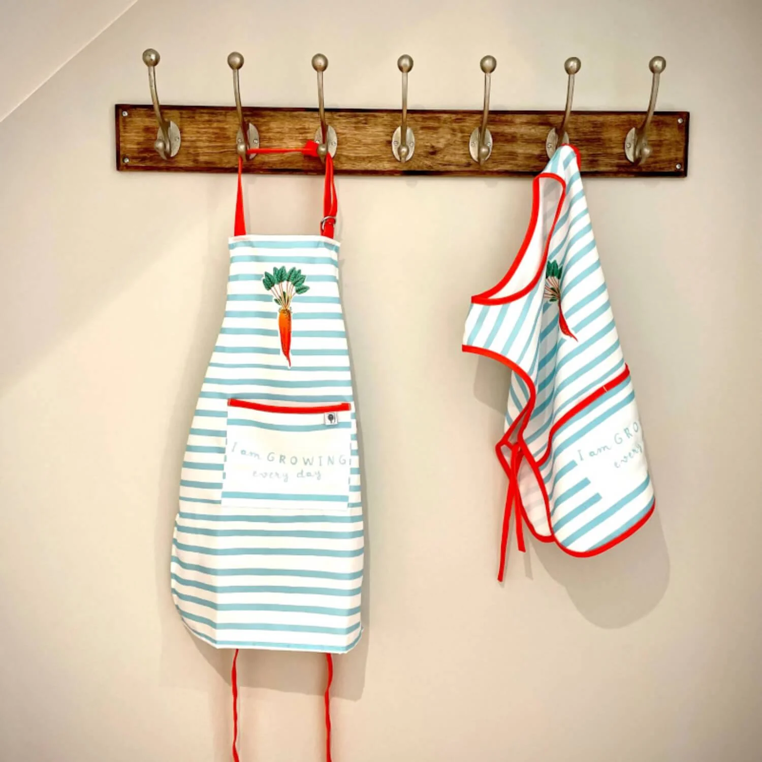 RHS Home Grown Carrots RPET Childrens Apron - Blue - Image 3
