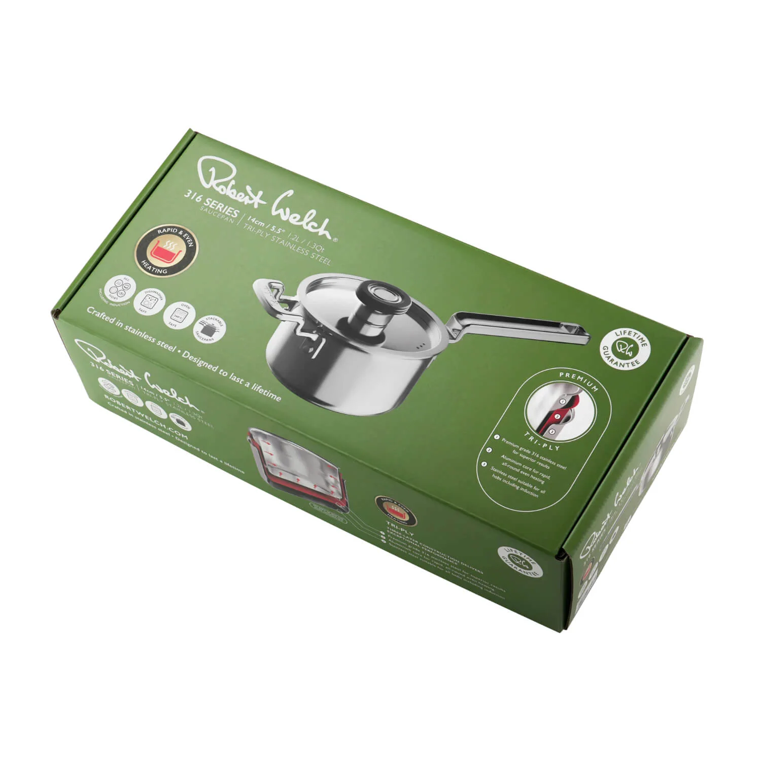 Robert Welch 316 Series Stainless Steel Cookware 14cm Saucepan - Image 3