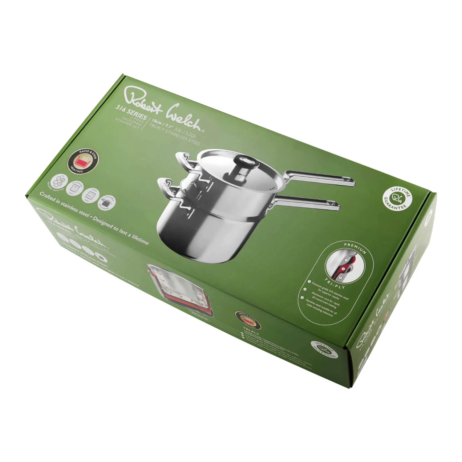 Robert Welch 316 Series Stainless Steel Cookware 18cm 2-Piece Steamer Set - Image 7