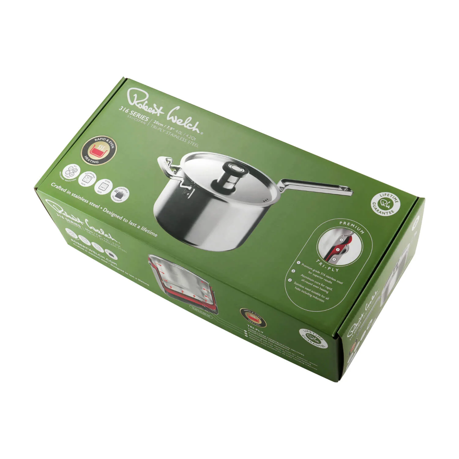Robert Welch 316 Series Stainless Steel Cookware 20cm Saucepan - Image 4