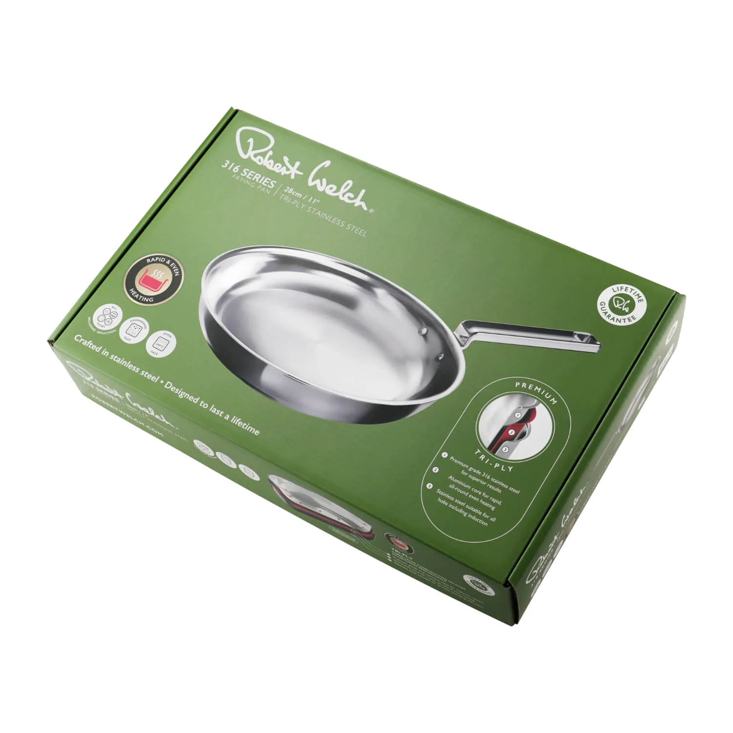 Robert Welch 316 Series Stainless Steel Cookware 28cm Frying Pan - Image 3