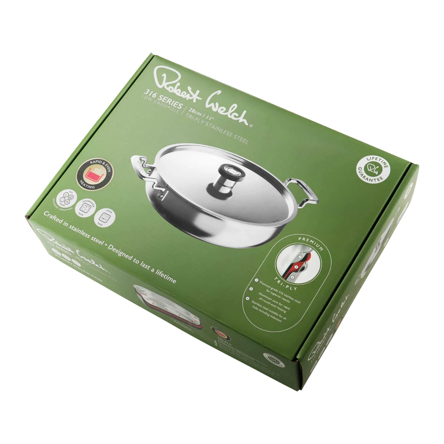 Robert Welch 316 Series Stainless Steel Cookware 28cm Low Casserole - Image 4
