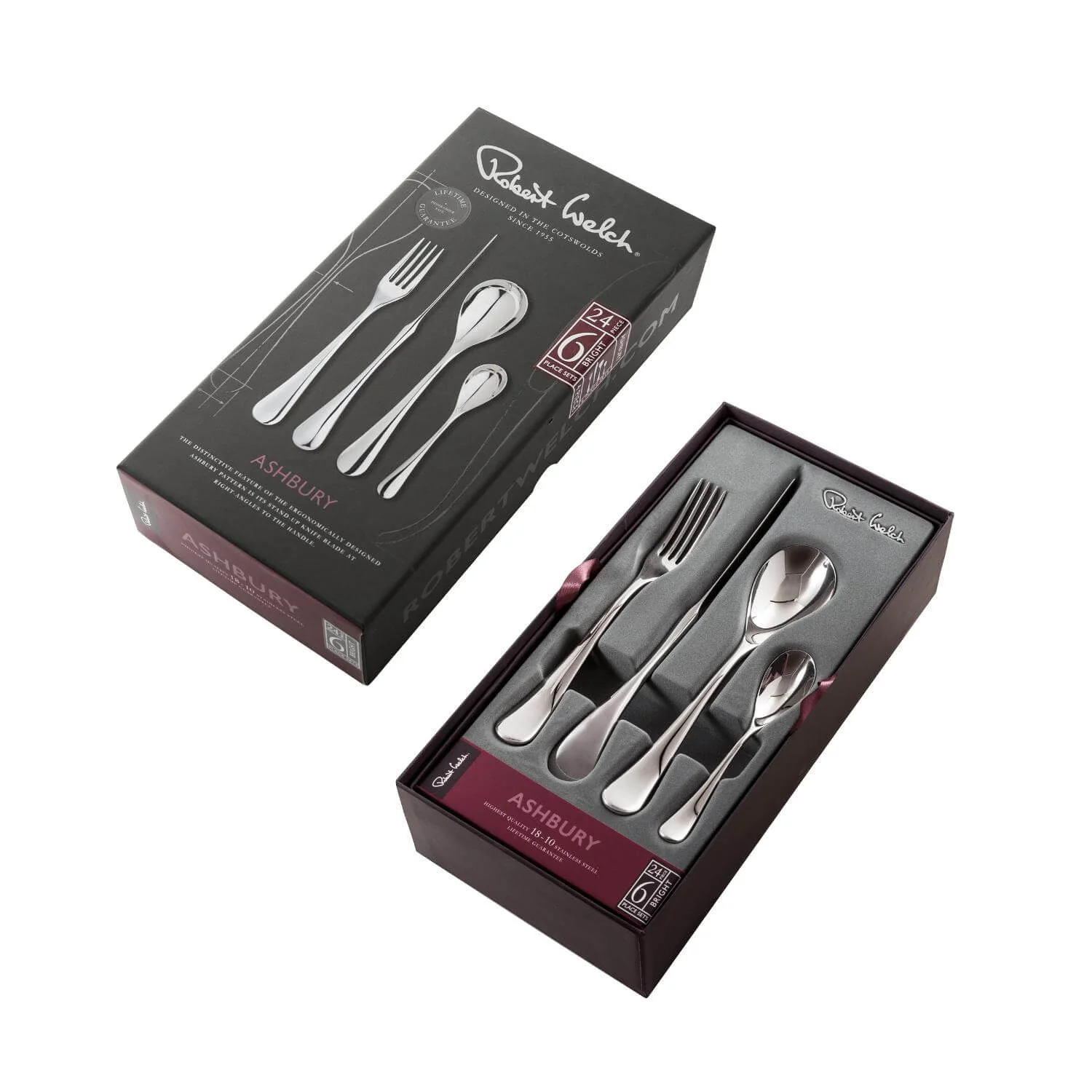 Robert Welch Ashbury Bright Stainless Steel Cutlery Set - 24 Piece - Image 3