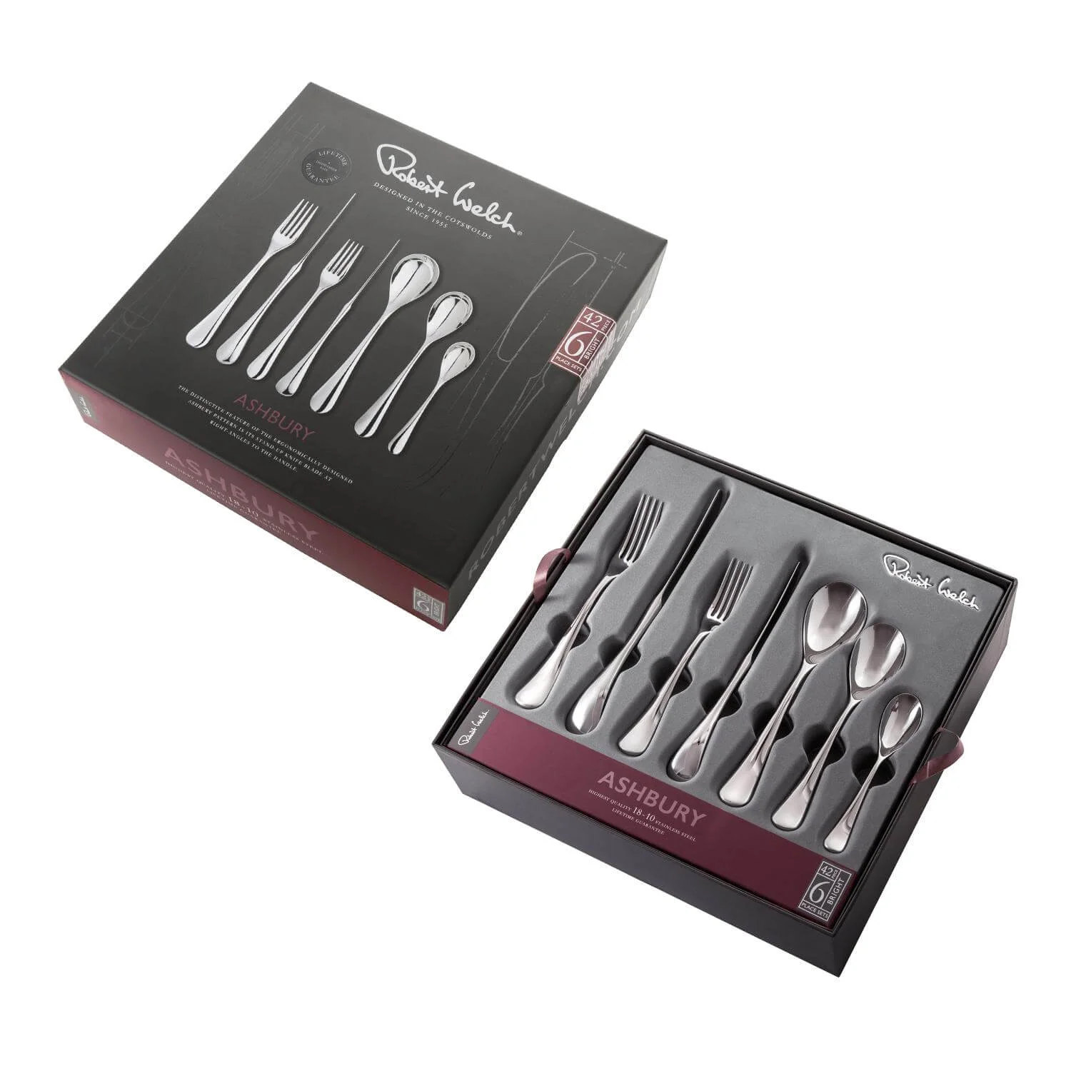 Robert Welch Ashbury Bright Stainless Steel Cutlery Set - 42 Piece - Image 3