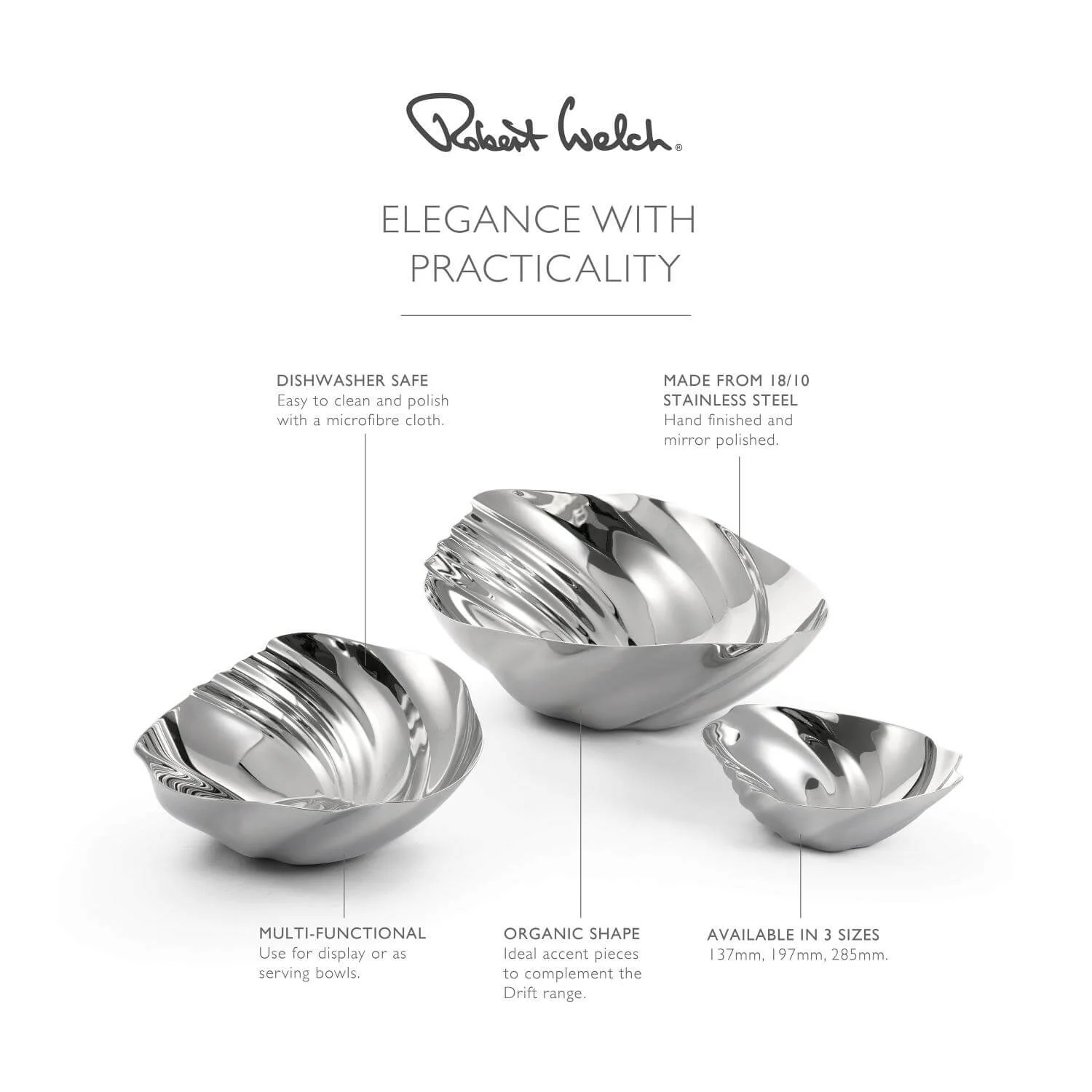 Robert Welch Cascade 18|10 Mirror Polished Stainless Steel Dish - Large - Image 8