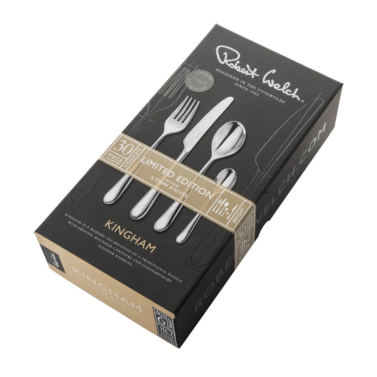 Robert Welch Kingham Bright 24-Piece Cutlery Set Plus 6 Steak Knives - Image 4