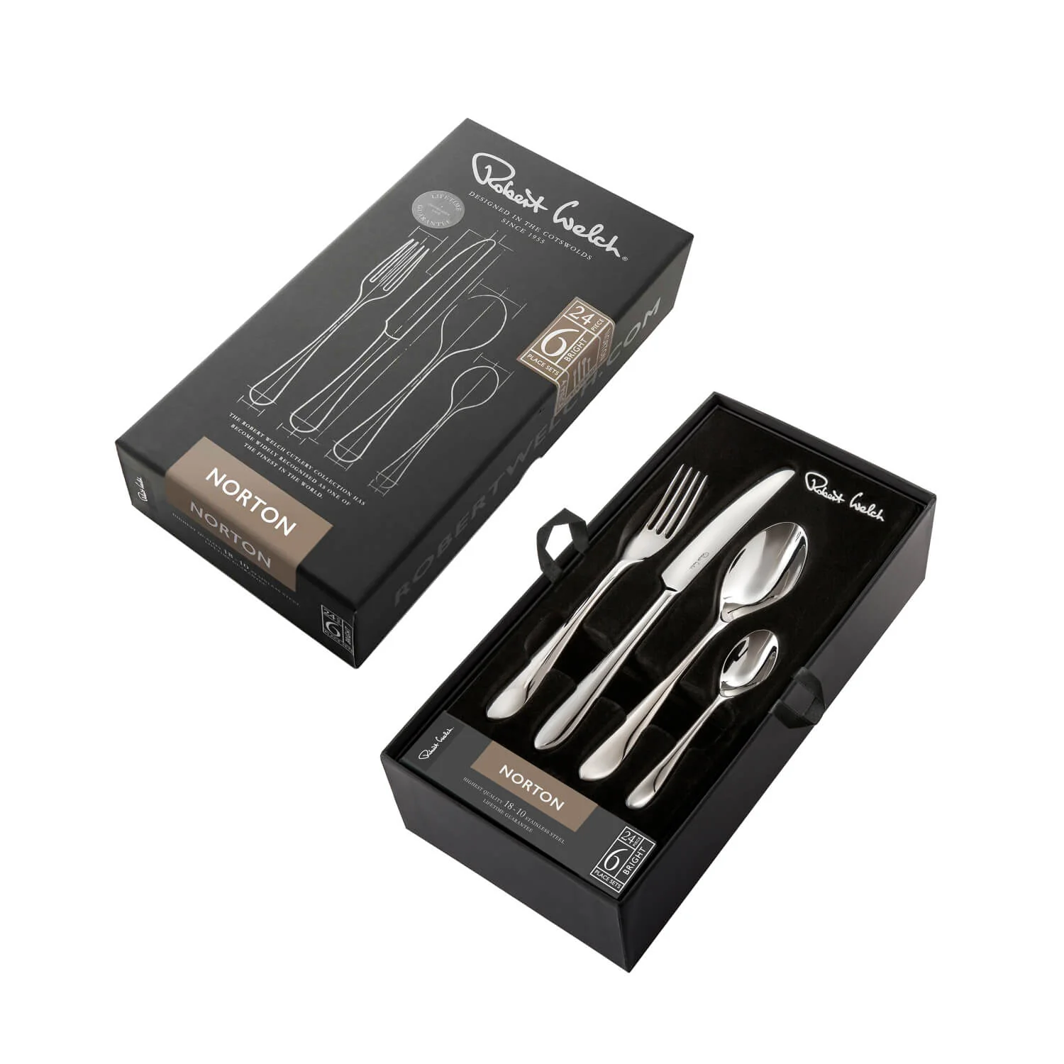 Robert Welch Norton Bright Stainless Steel Cutlery Set - 24 Piece - Image 3