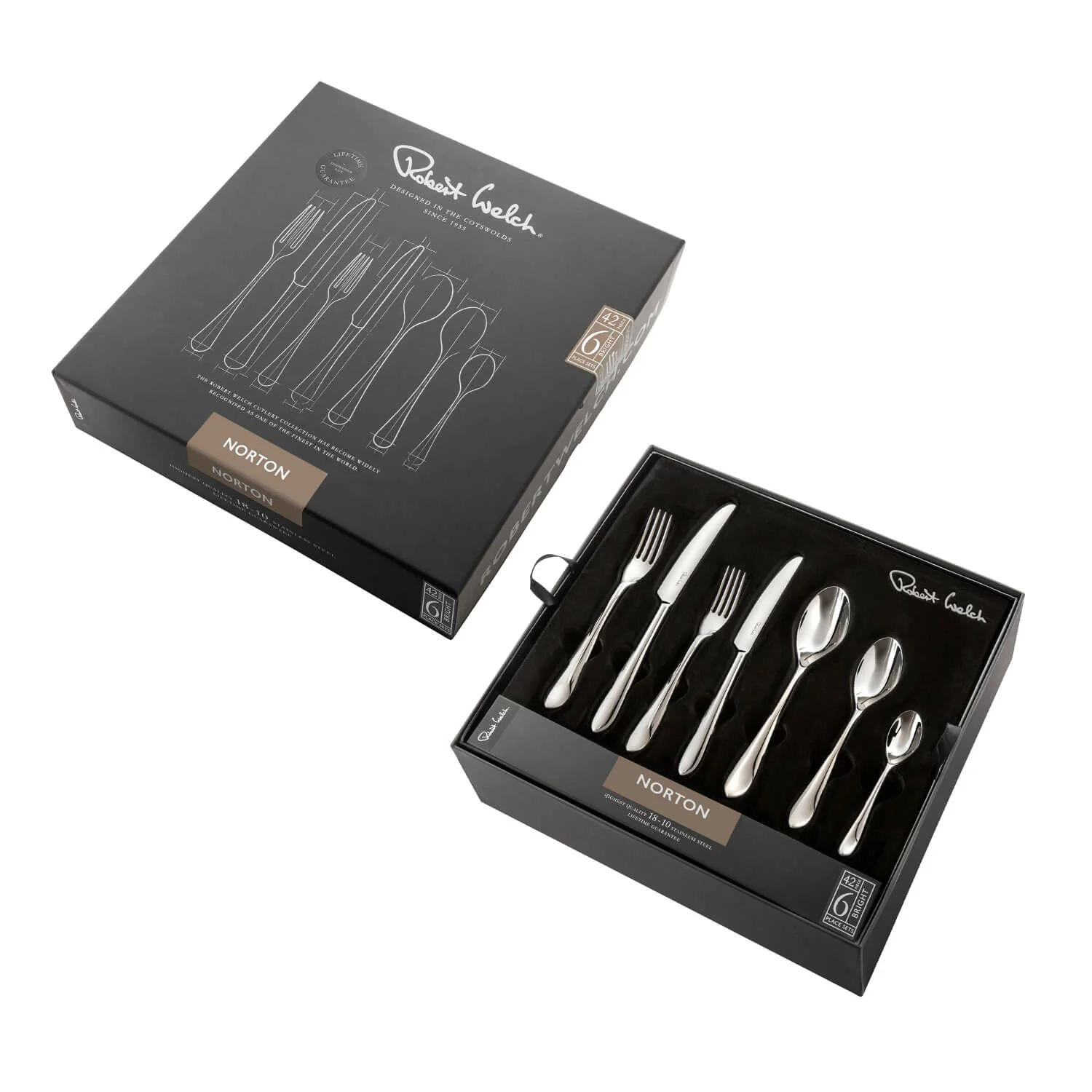 Robert Welch Norton Bright Stainless Steel Cutlery Set - 42 Piece - Image 3