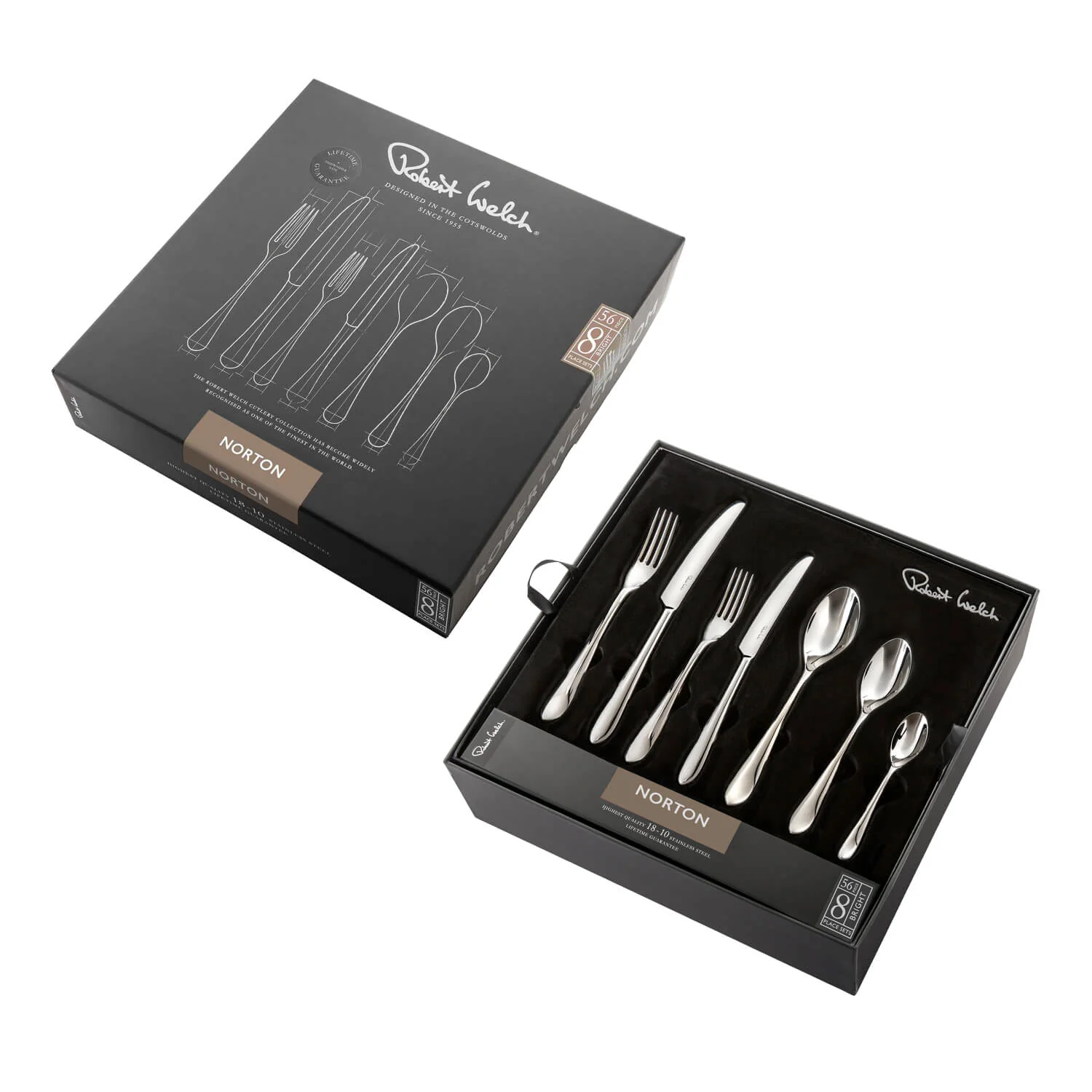 Robert Welch Norton Bright Stainless Steel Cutlery Set - 56 Piece - Image 3