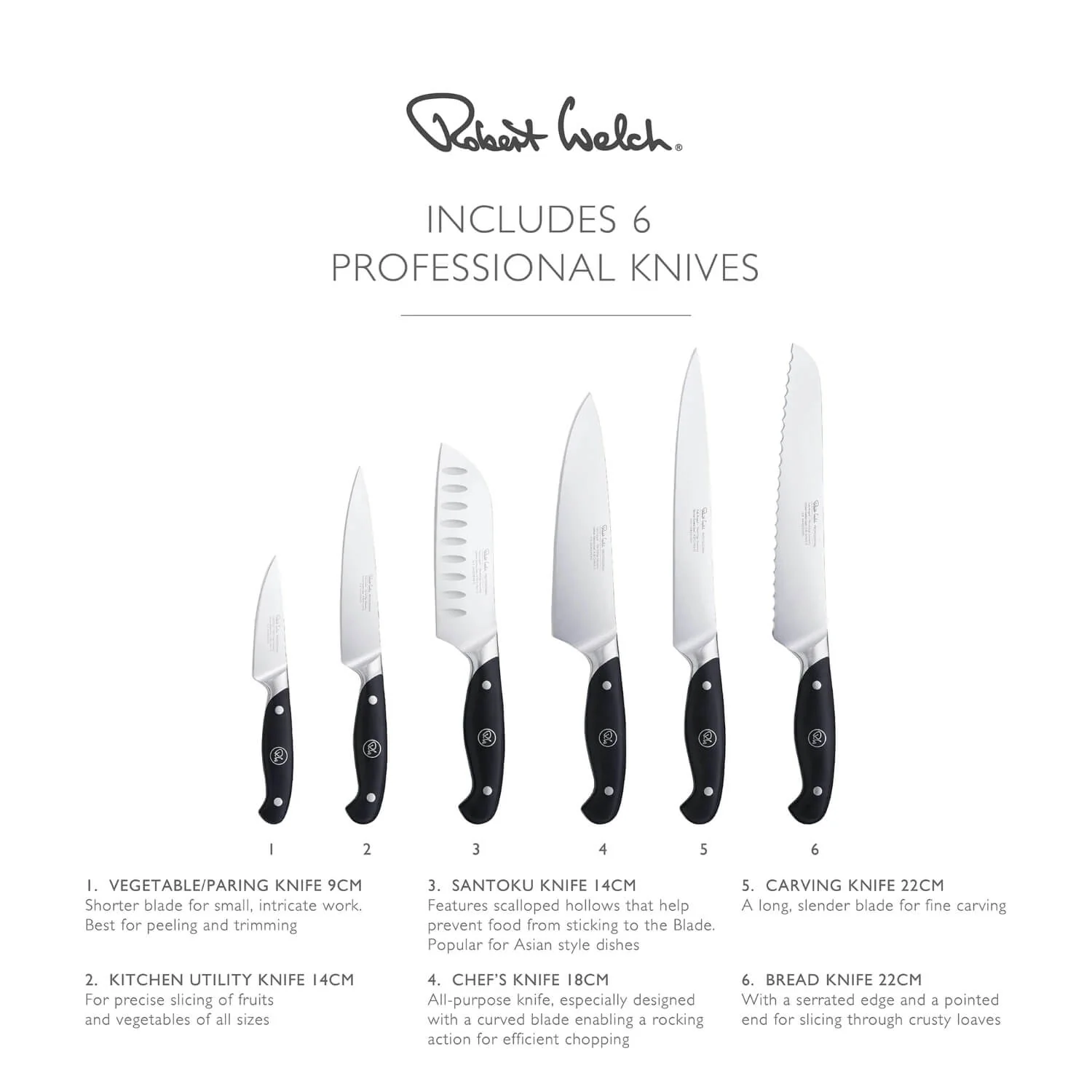 Robert Welch Professional Oak Book 7-Piece Knife Block Set - Image 7