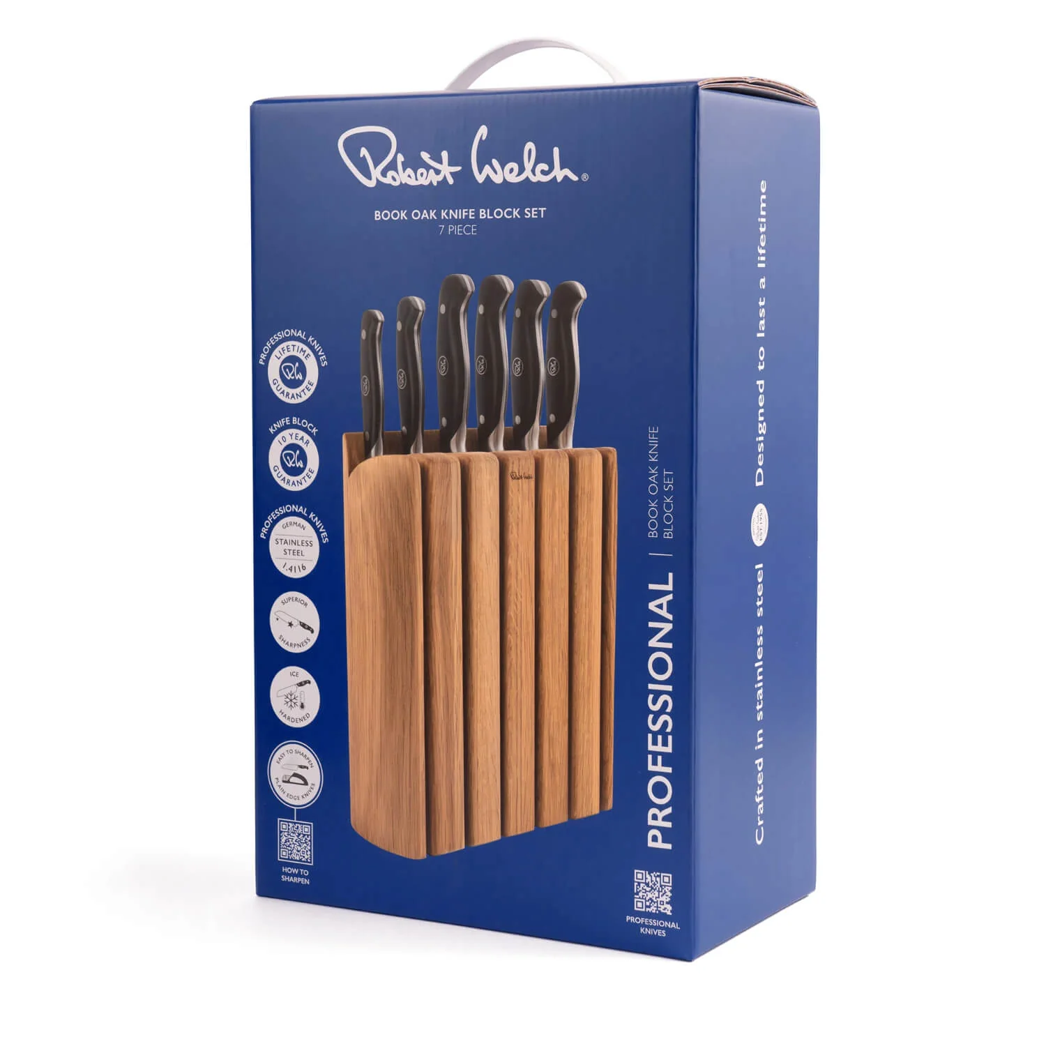 Robert Welch Professional Oak Book 7-Piece Knife Block Set - Image 8