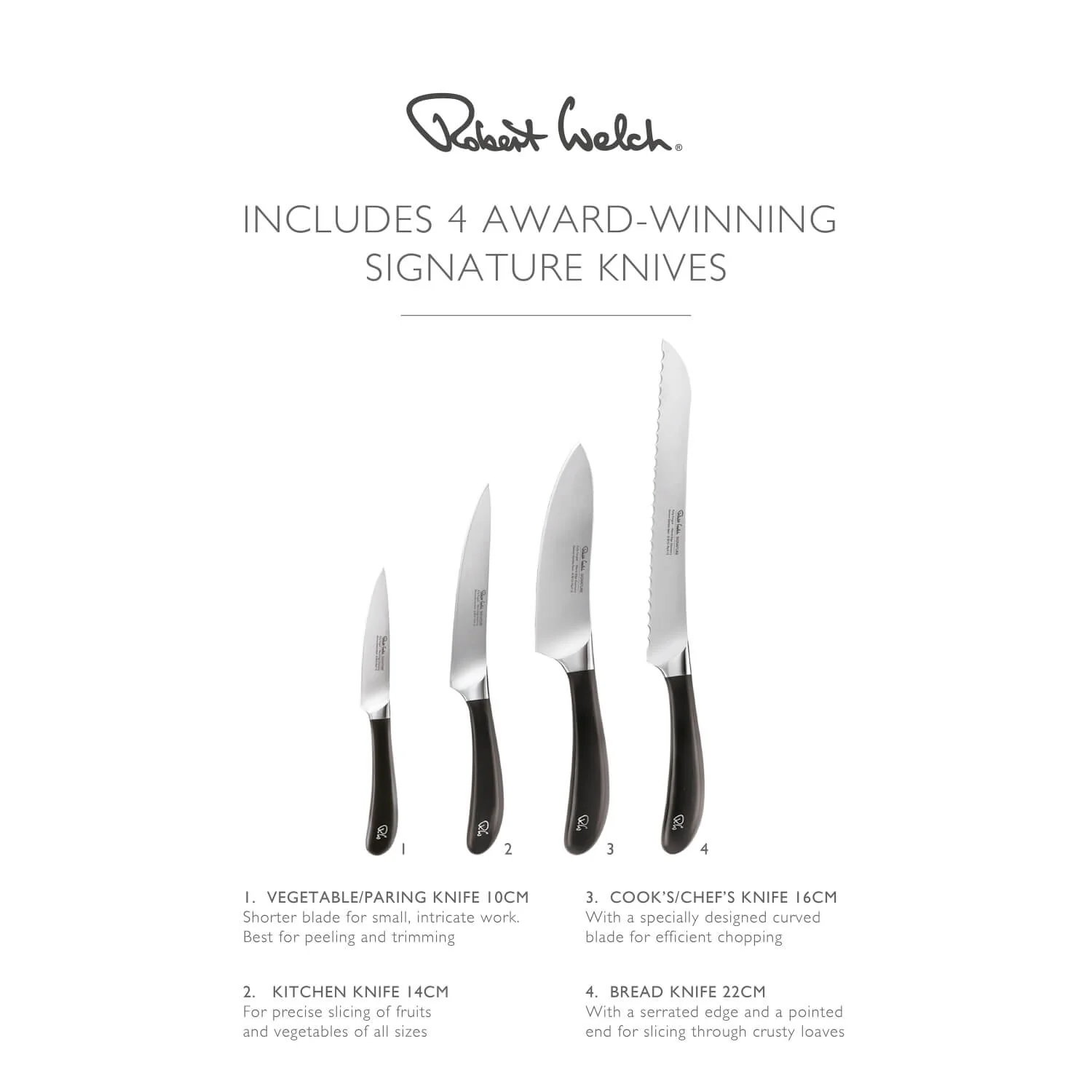Robert Welch Signature Q 5-Piece Ash Kitchen Knife Block Set - Image 8