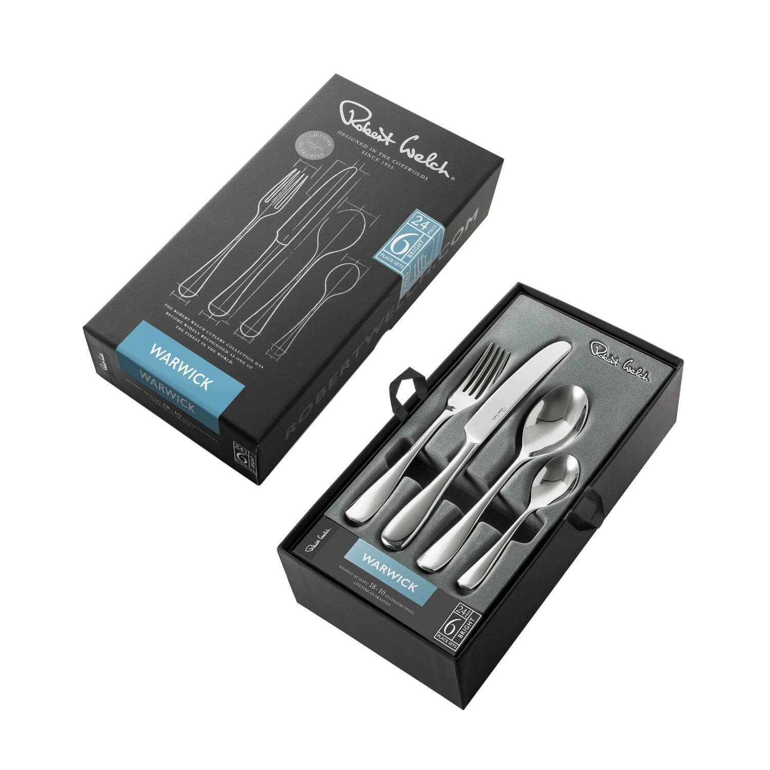 Robert Welch Warwick Bright Stainless Steel Cutlery Set - 24-Piece - Image 5