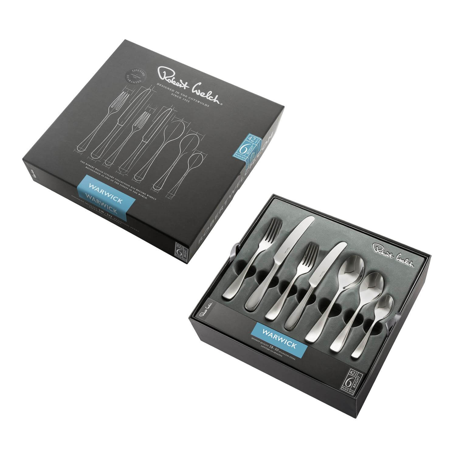 Robert Welch Warwick Bright Stainless Steel Cutlery Set - 42-Piece - Image 4