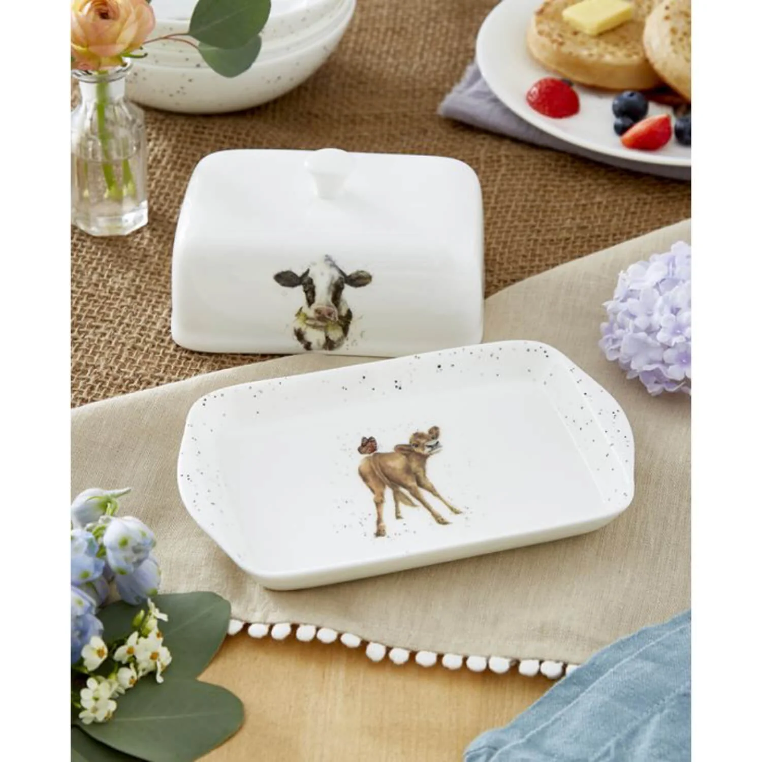 Wrendale Designs by Hannah Dale Bone China Covered Butter Dish - Mooo Cow - Image 2