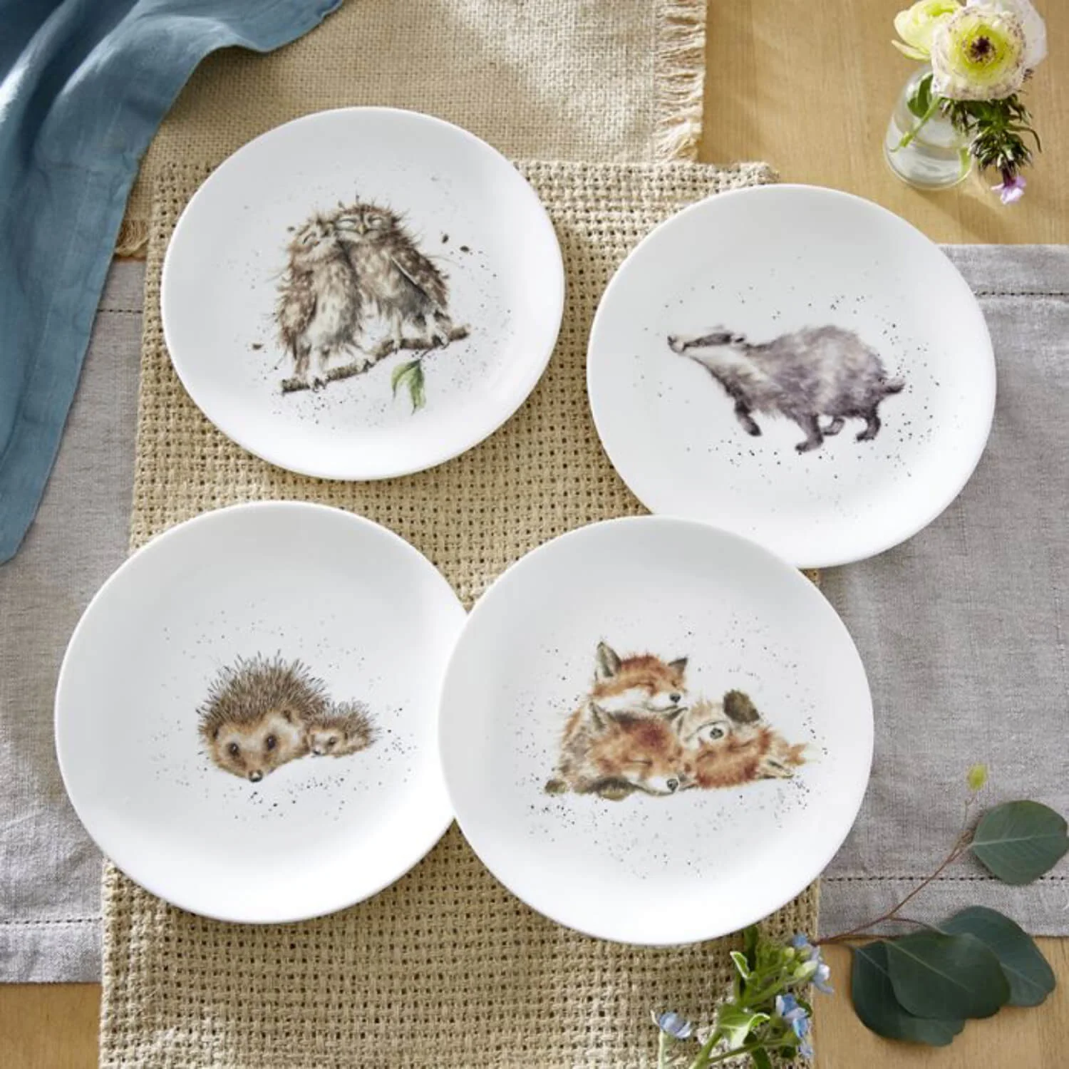 Wrendale Designs by Hannah Dale 4-Piece Coupe Lunch Plate Set - Woodland Animals - Image 2