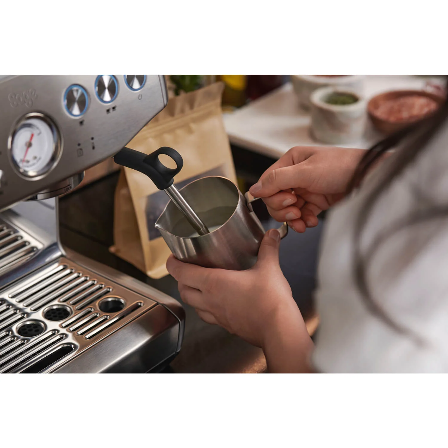 Sage Appliances SES876BSS Barista Express Impress Bean-to-Cup Espresso Coffee Machine - Silver - Image 5