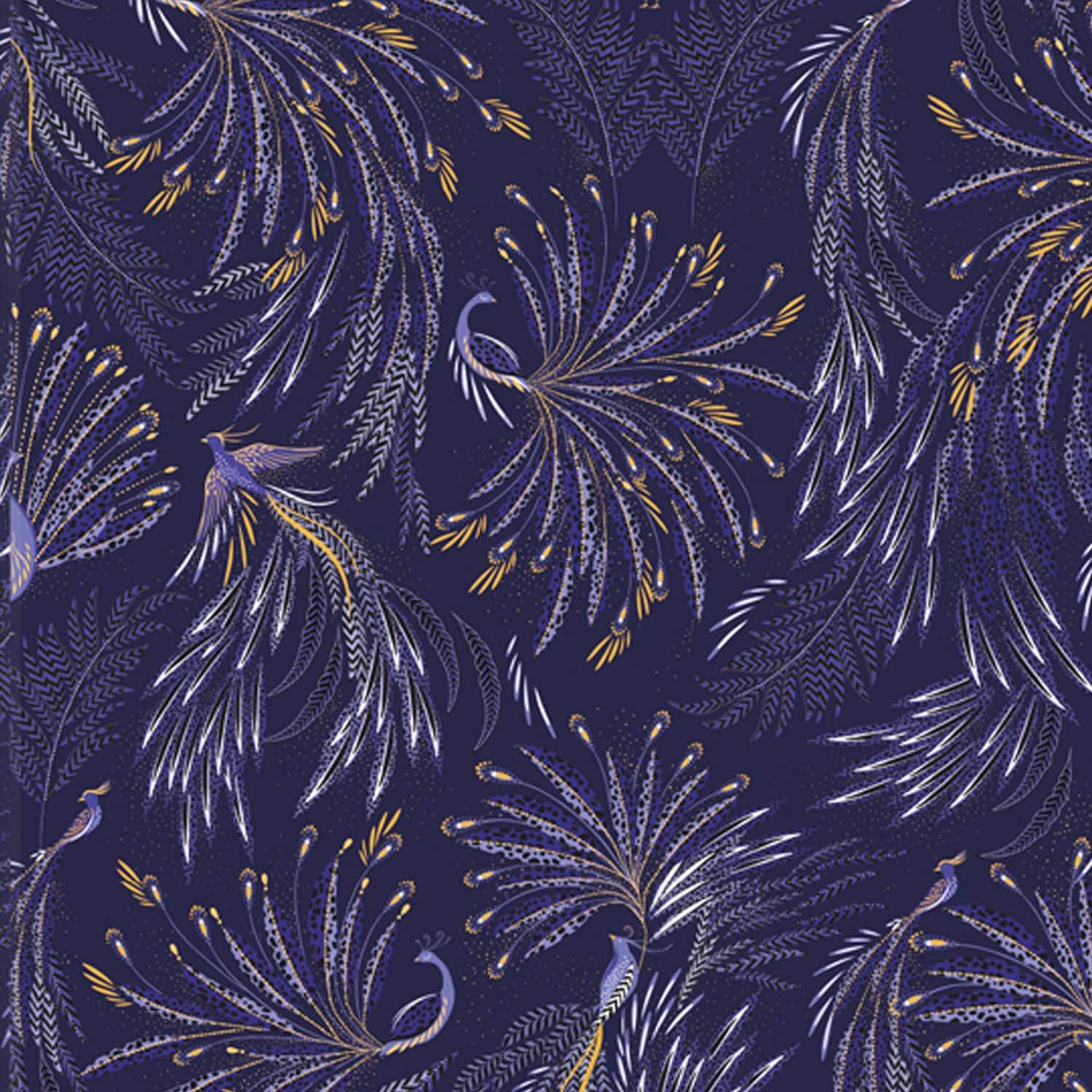 Sara Miller London 3 Metre Recyclable Gift Wrap Roll - Peacock Parade - Deep Indigo - Image 2