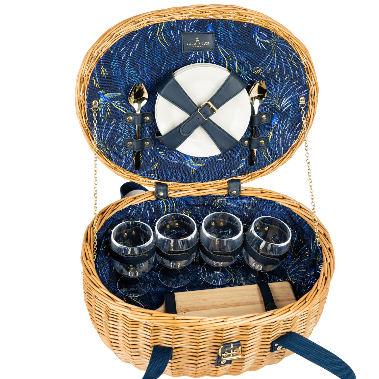 Sara Miller Anniversary 4-Person Wicker Hamper With Contents - Image 2
