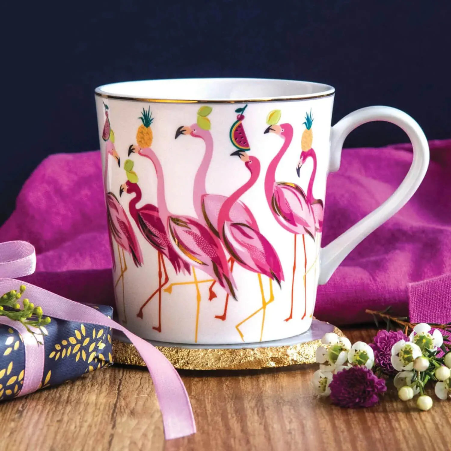 Sara Miller London 340ml Fine China Mug - Fabulous Flamingo - Image 4