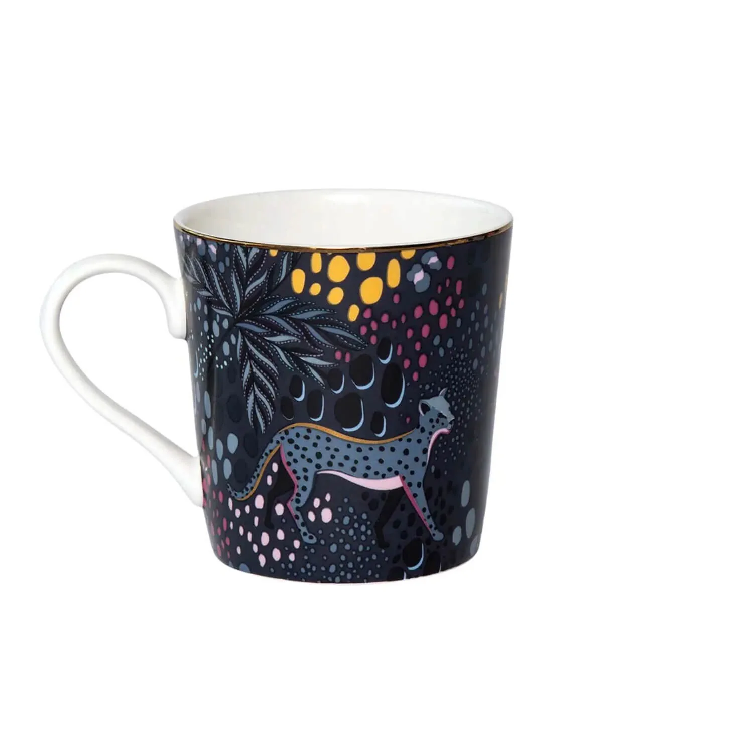Sara Miller London 340ml Fine China Mug - Midnight Leopard - Image 2