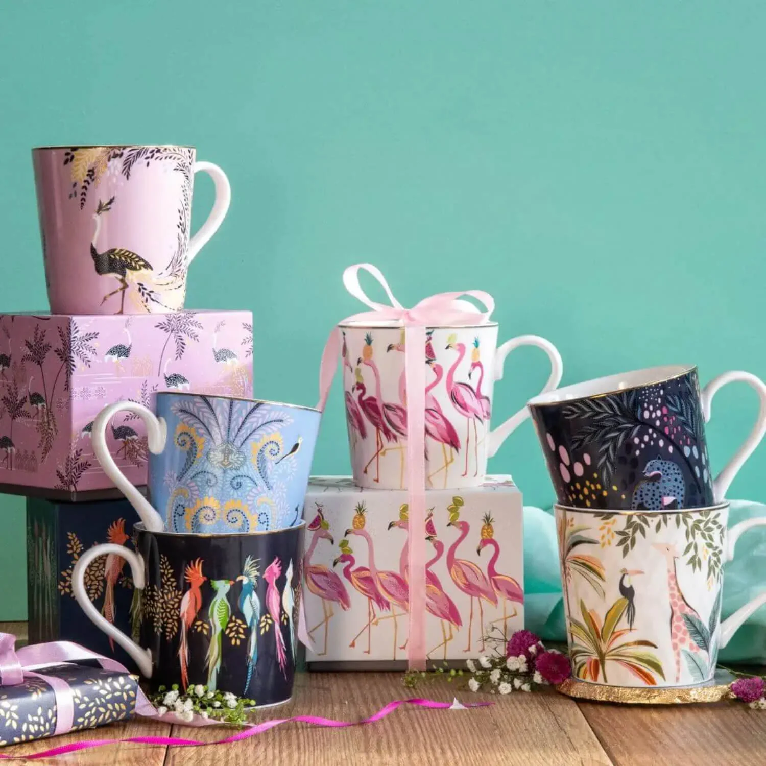 Sara Miller London 340ml Fine China Mug - Midnight Leopard - Image 5