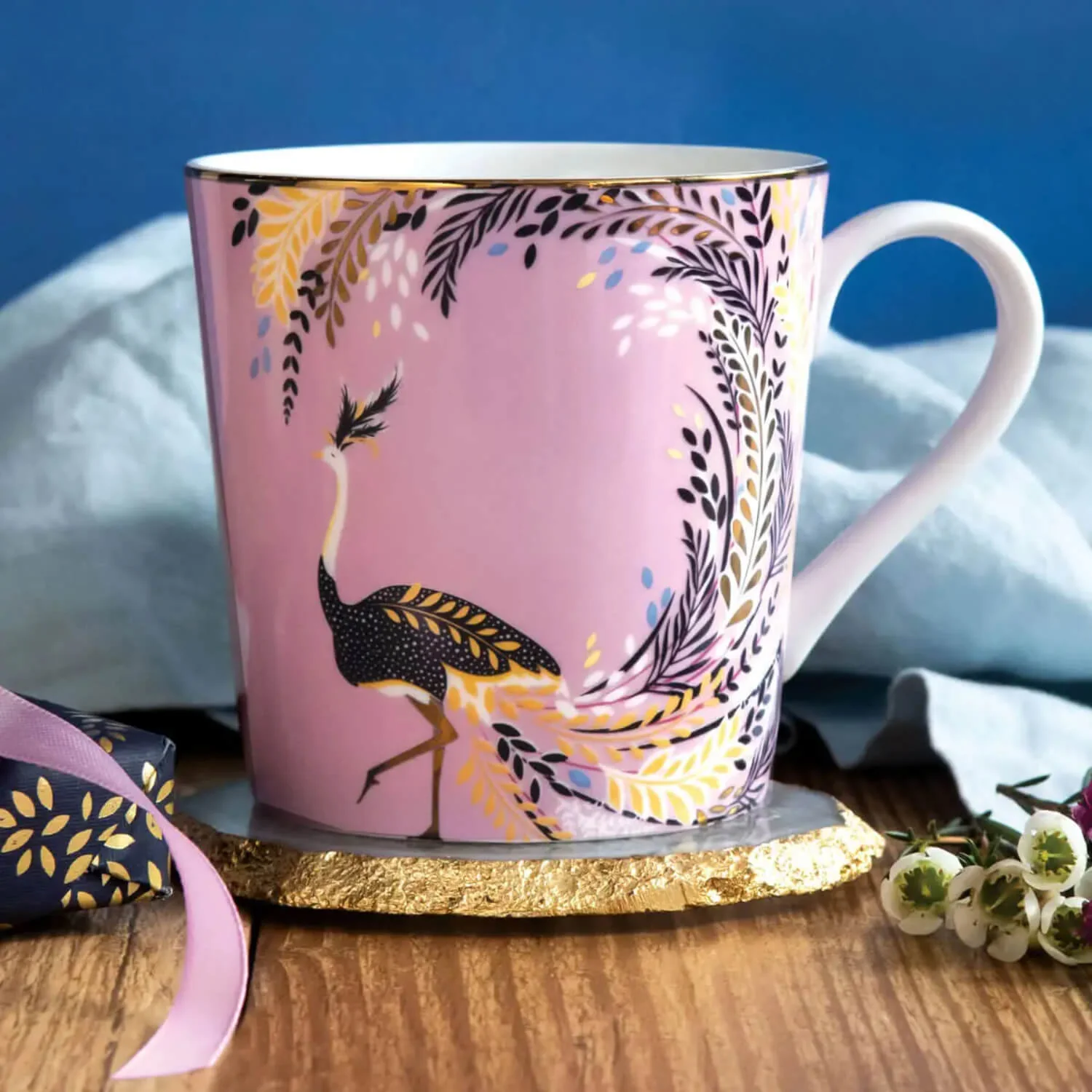 Sara Miller London 340ml Fine China Mug - Ostrich Tail Feathers - Image 4