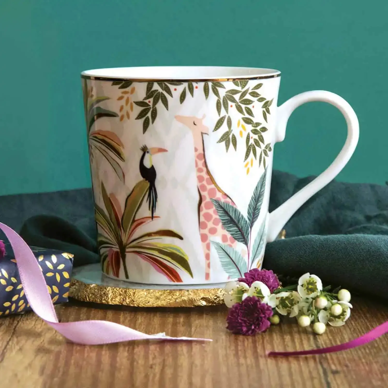 Sara Miller London 340ml Fine China Mug - Palm Garden - Image 4