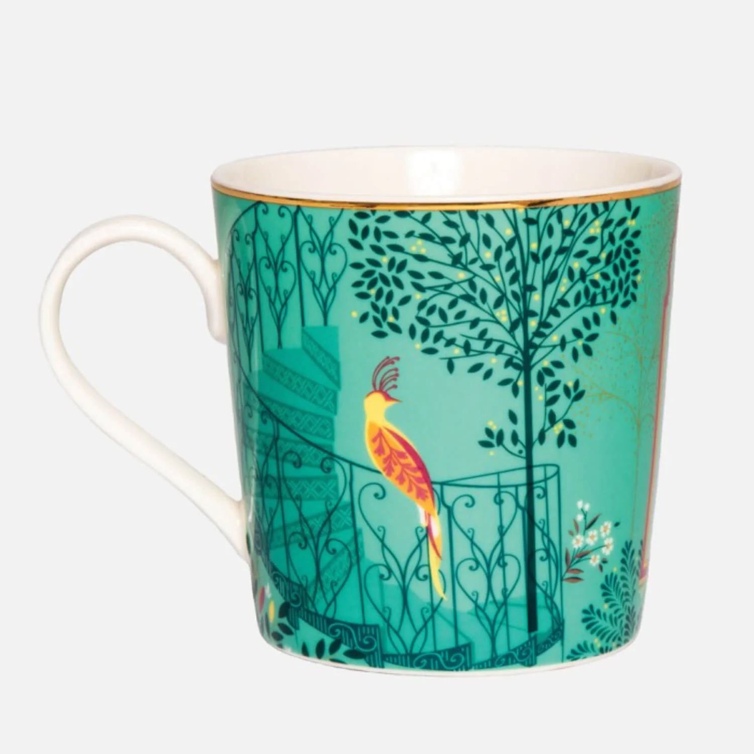 Sara Miller London 340ml Elephant Oasis India Mug - Light Jade - Image 3
