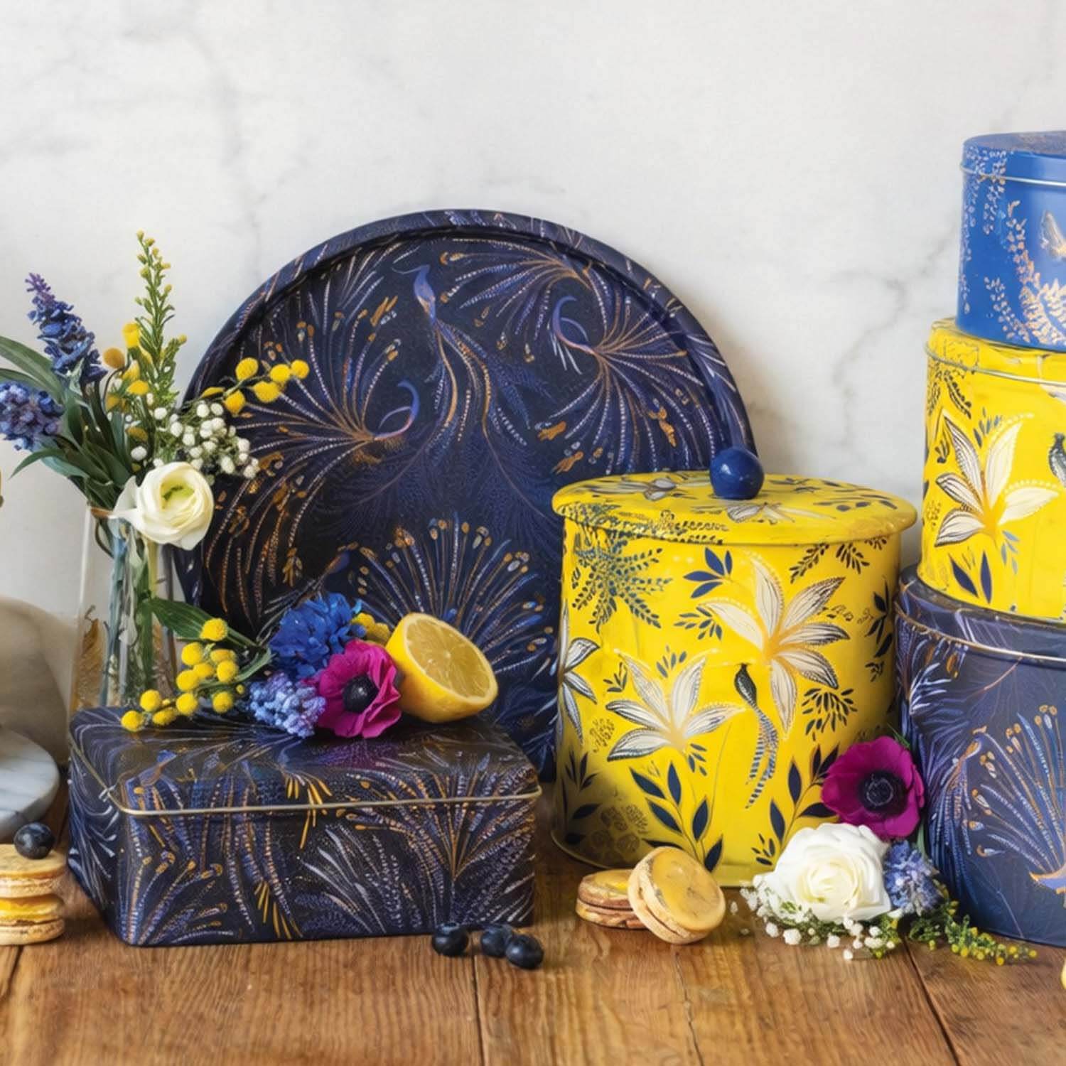 Sara Miller London Anniversary Deep Rectangular Tin - Navy Blue - Image 2