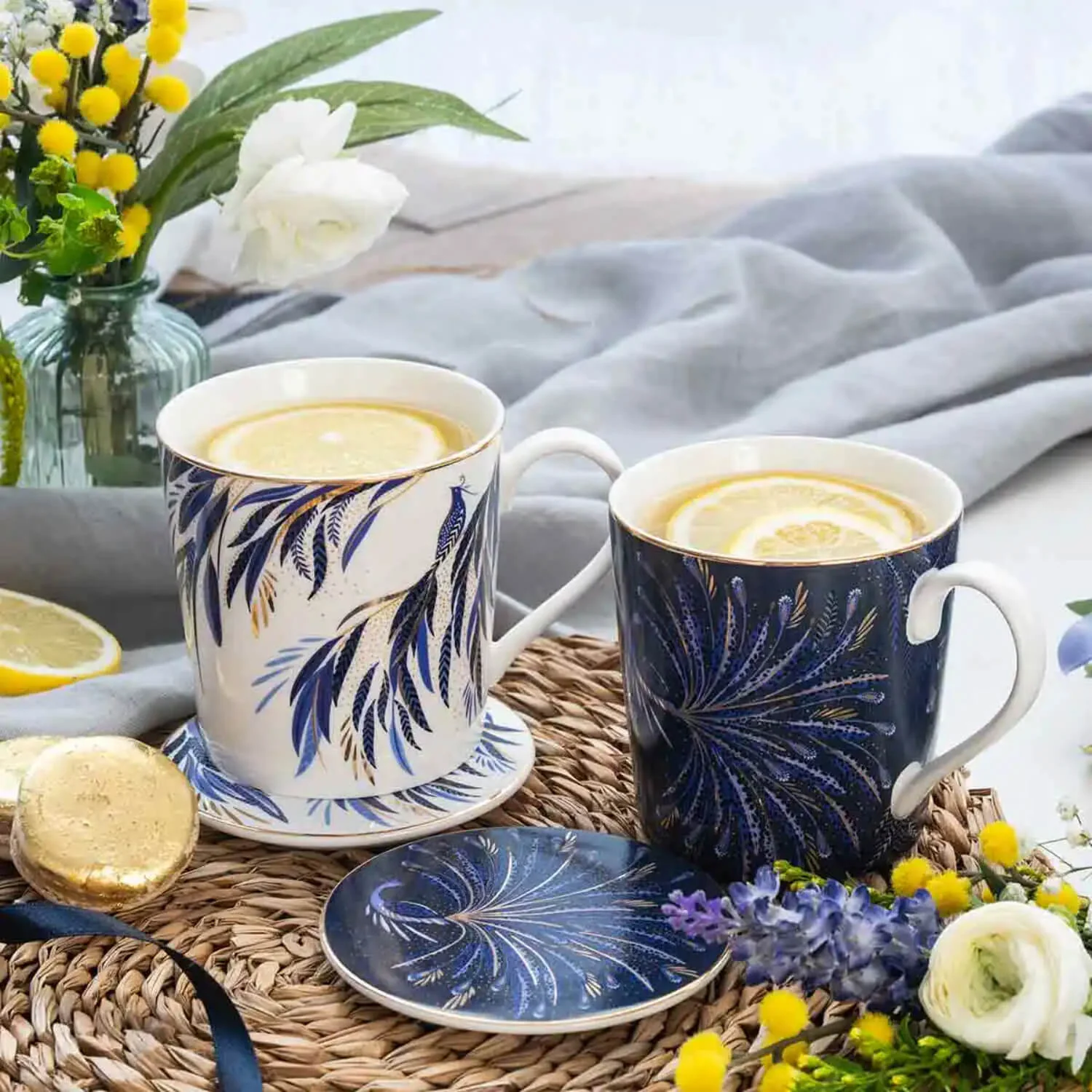 Sara Miller London Anniversary Set of 2 Mug & Coaster Gift Set - Image 6