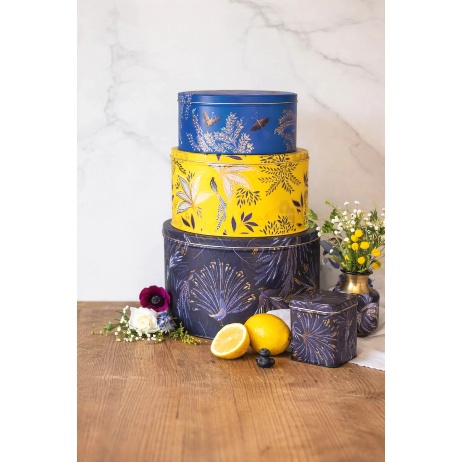 Sara Miller London Anniversary Small Square Tin - Navy Blue - Image 2