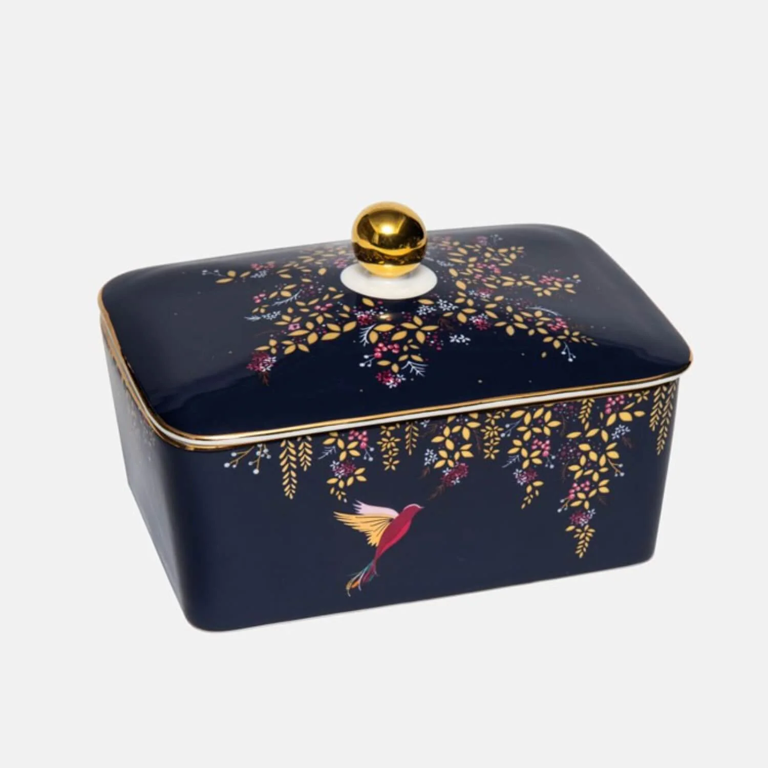 Sara Miller London Chelsea Covered Butter Dish - Navy Hummingbird - Image 3