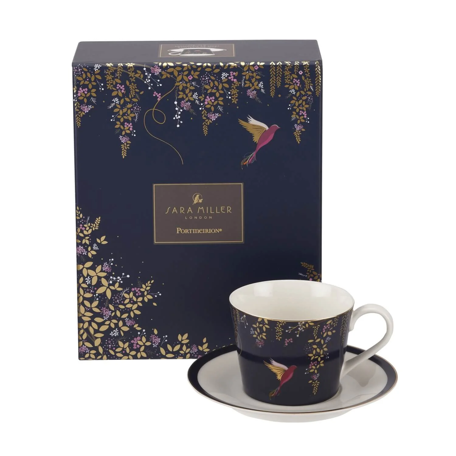 Sara Miller London Chelsea Tea Cup & Saucer - Navy - Image 4
