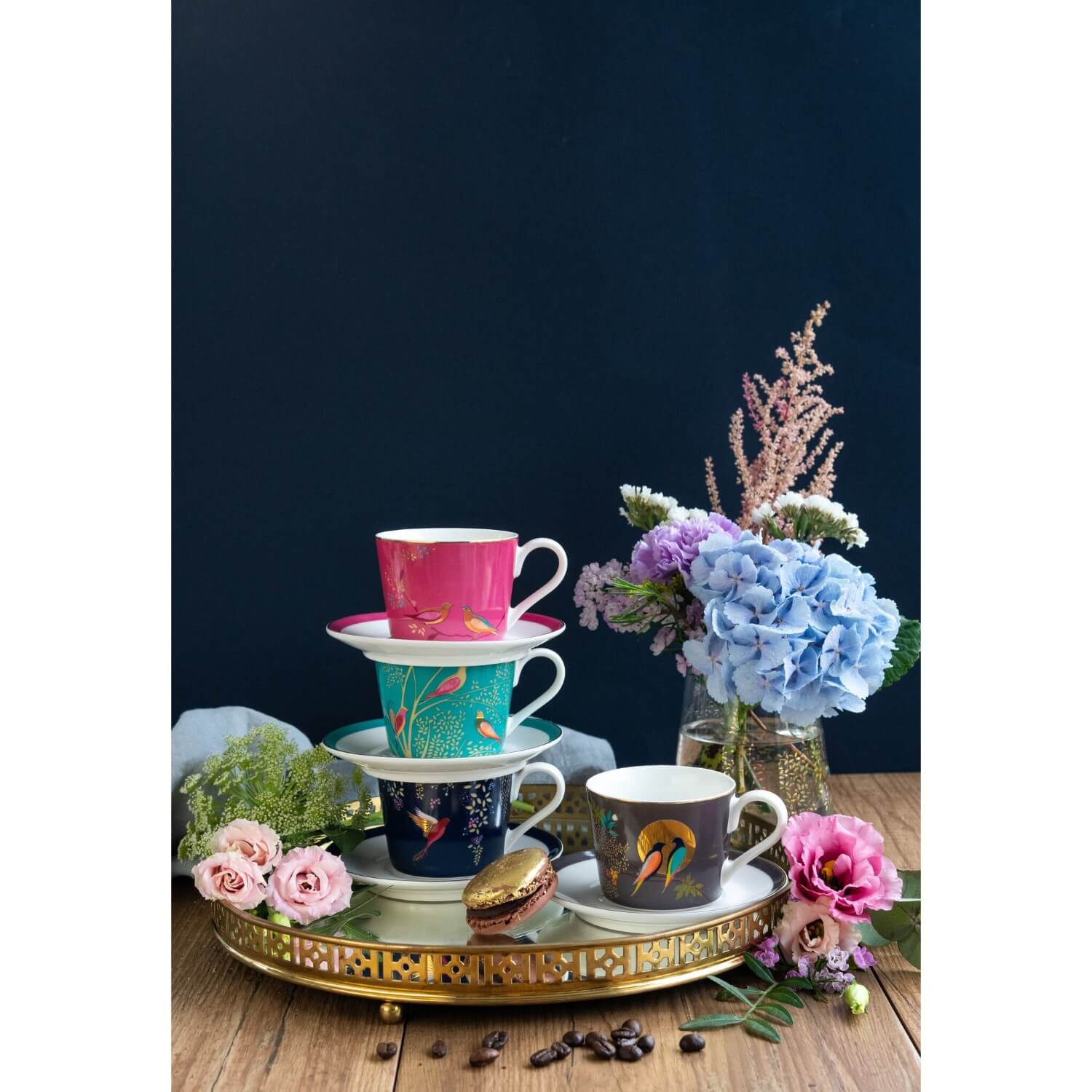 Sara Miller London Chelsea Tea Cup & Saucer - Navy - Image 6