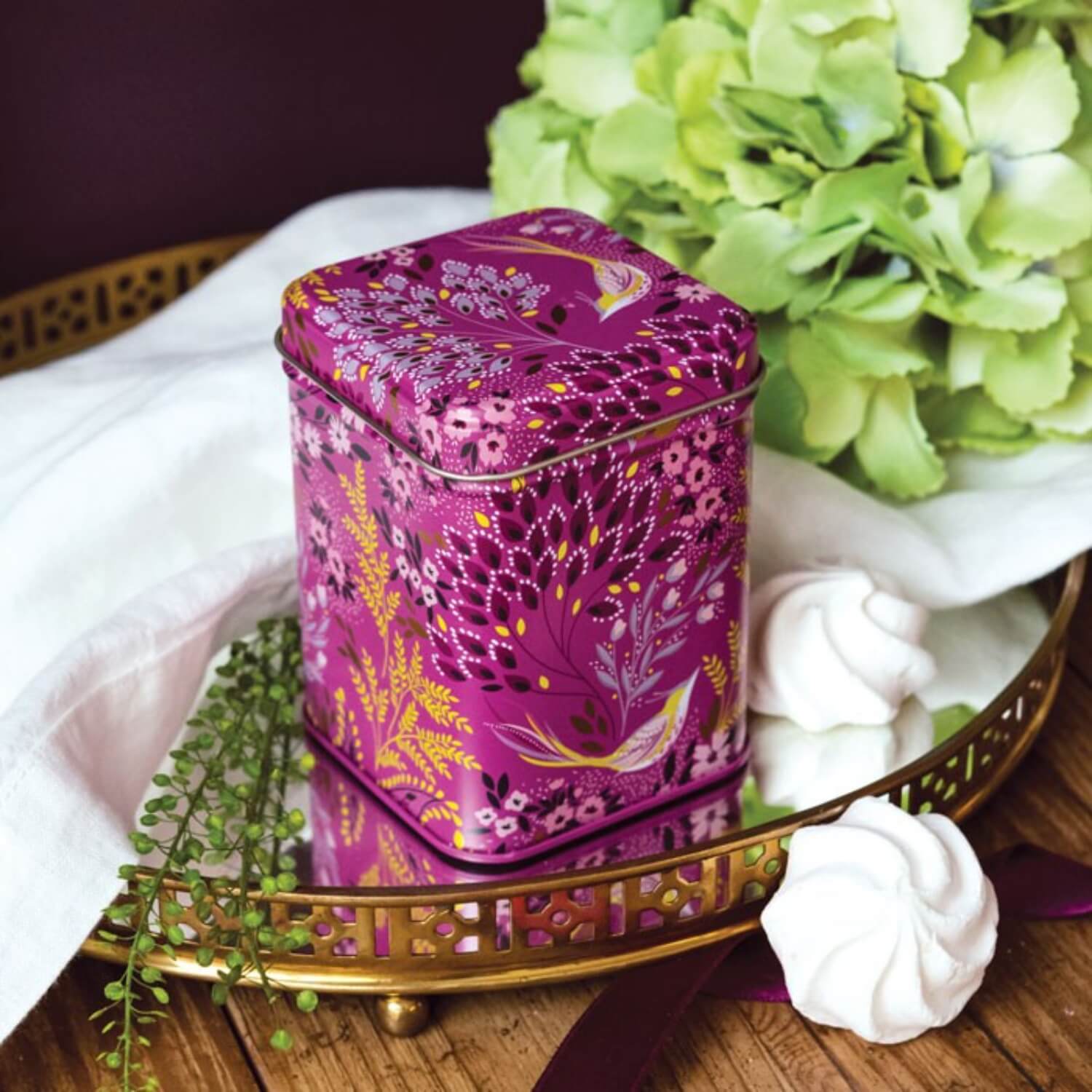 Sara Miller London Haveli Garden Small Square Tin - Mauve Songbird - Image 2