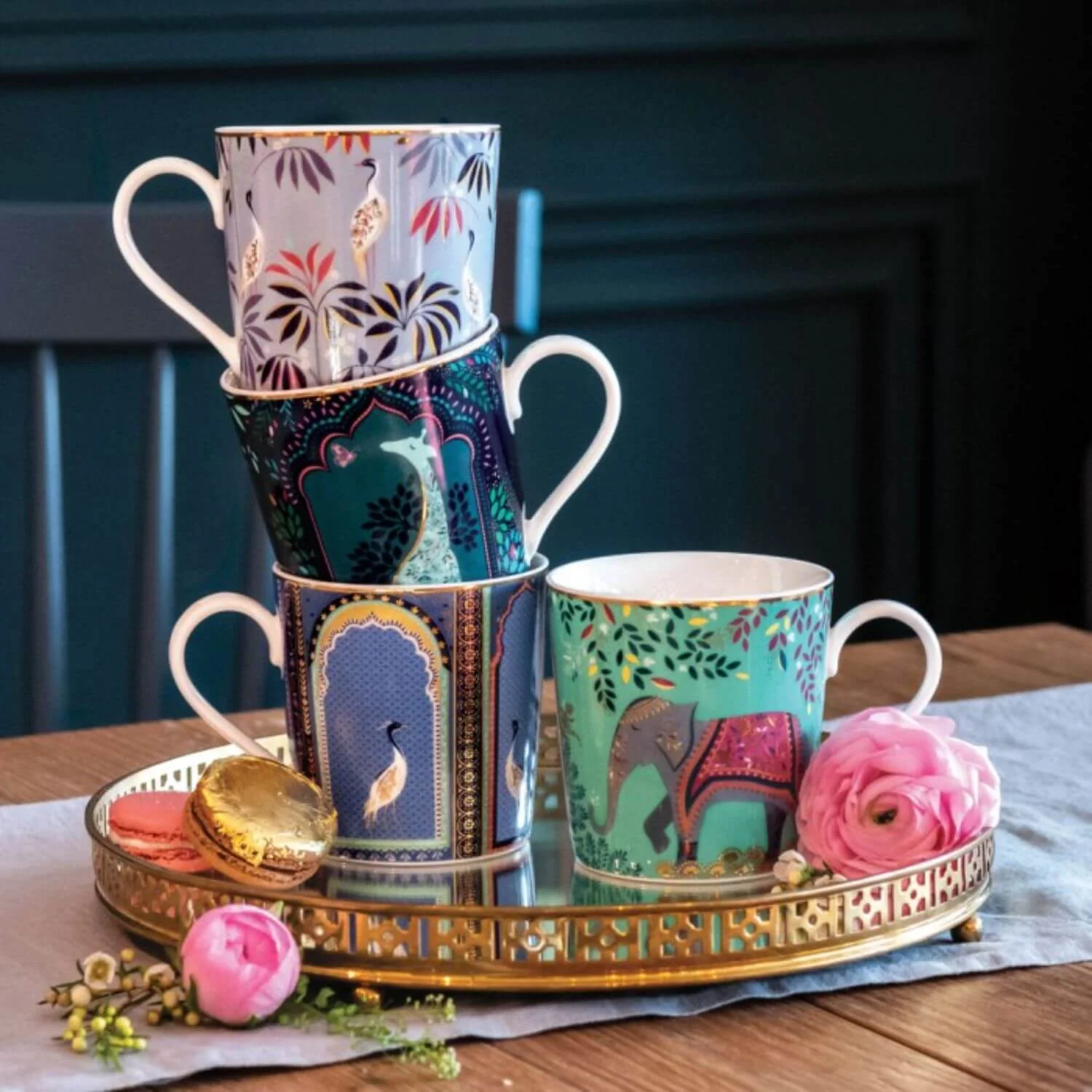 Sara Miller London India 340ml Mug - Crane Garden - Image 10