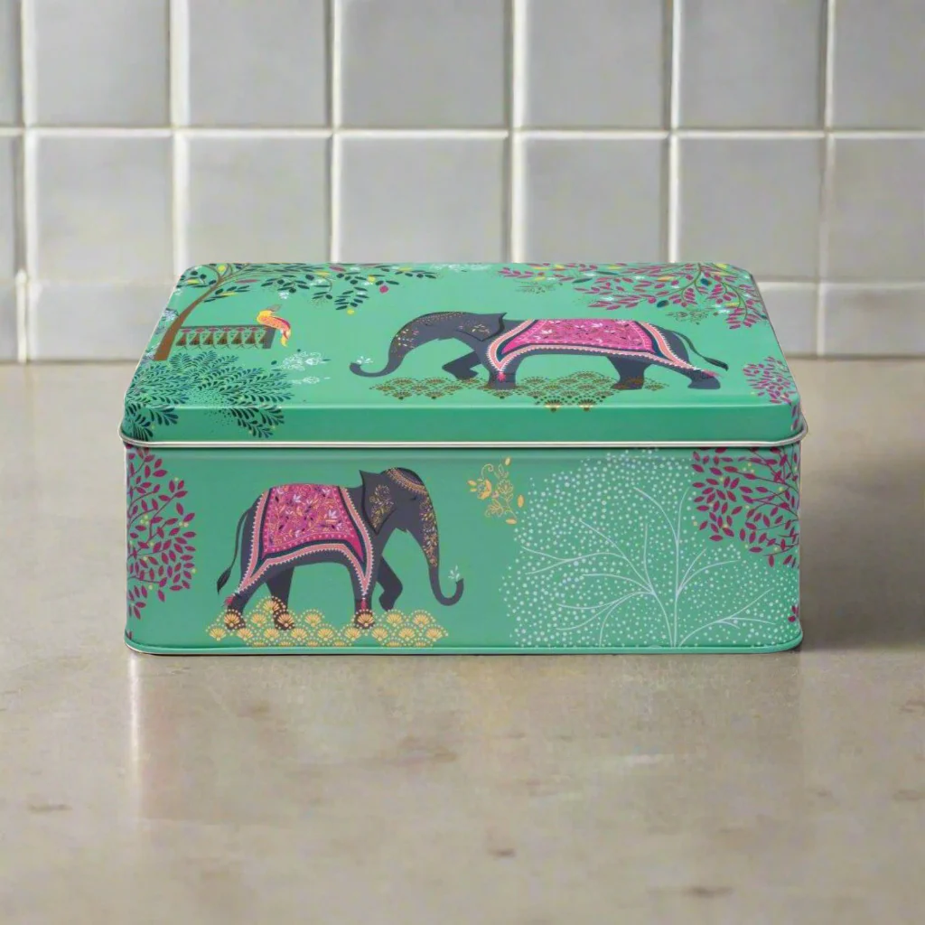 Sara Miller London India Deep Rectangular Tin - Elephant - Image 2