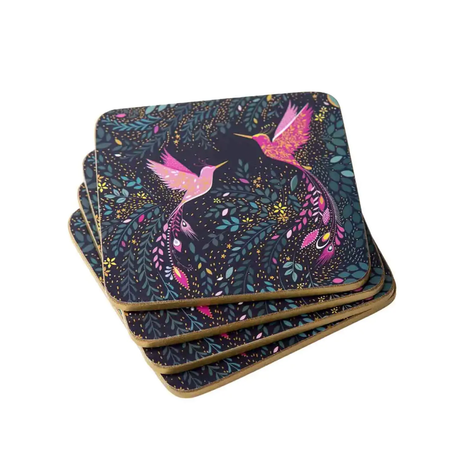 Sara Miller London India Set of 4 Coasters - Hummingbird - Image 2