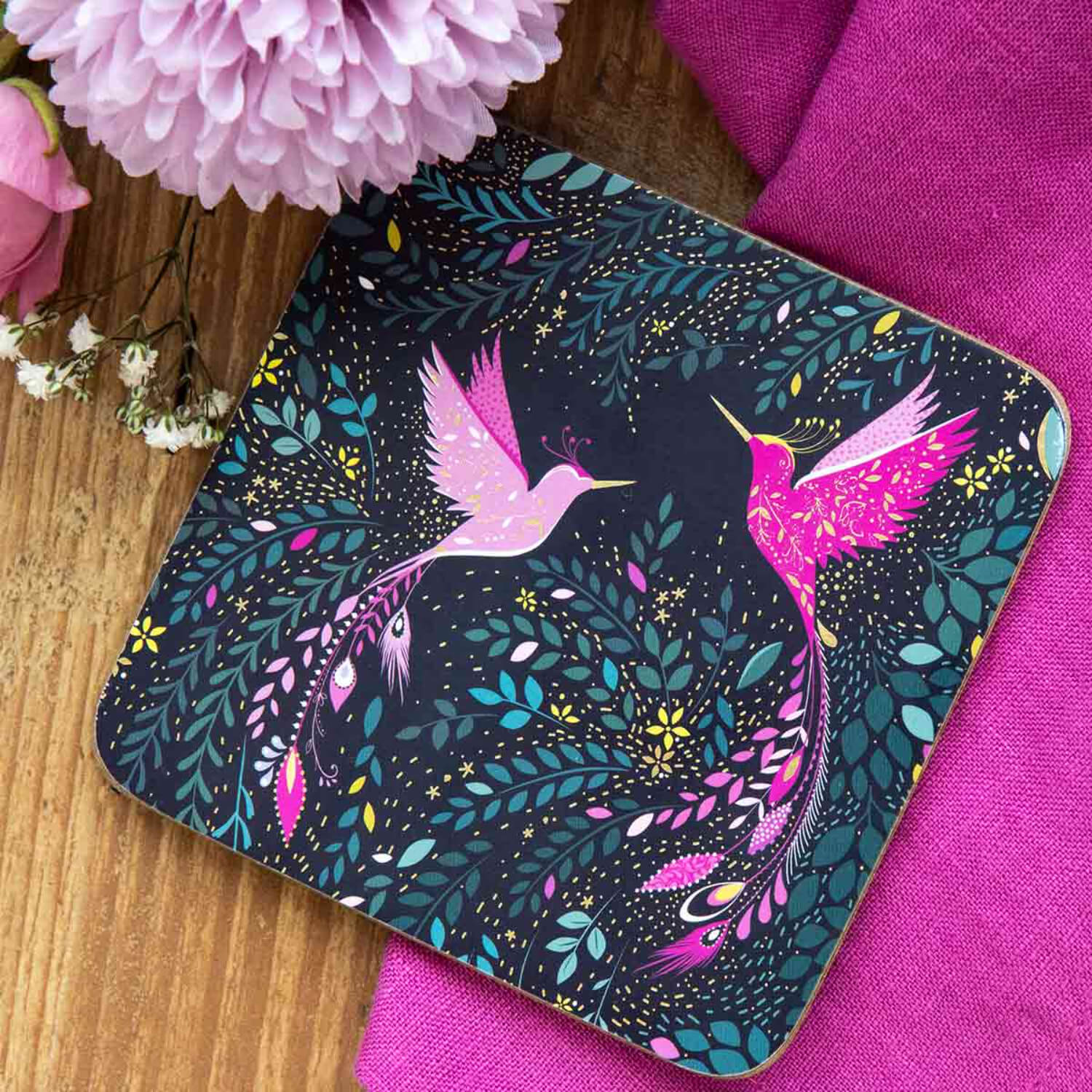 Sara Miller London India Set of 4 Coasters - Hummingbird - Image 3