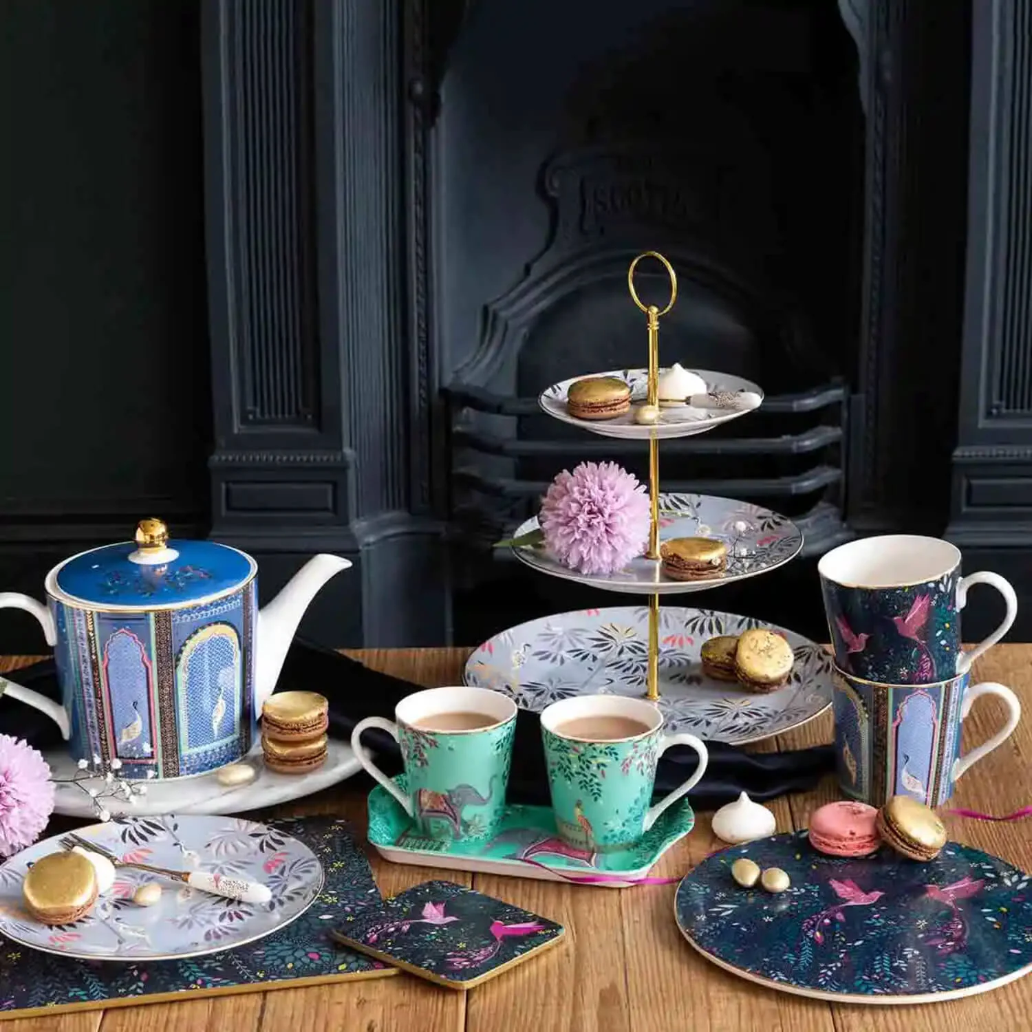 Sara Miller London India Set of 4 Coasters - Hummingbird - Image 4