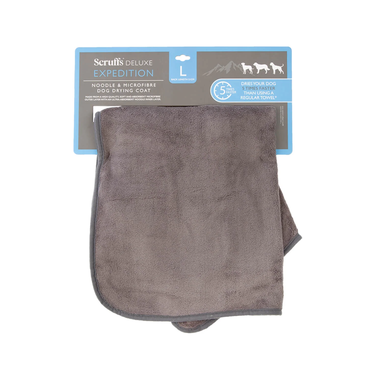 Scruffs Expedition Deluxe Noodle & Microfibre Dog Drying Coat - Large - Storm Grey - Image 4