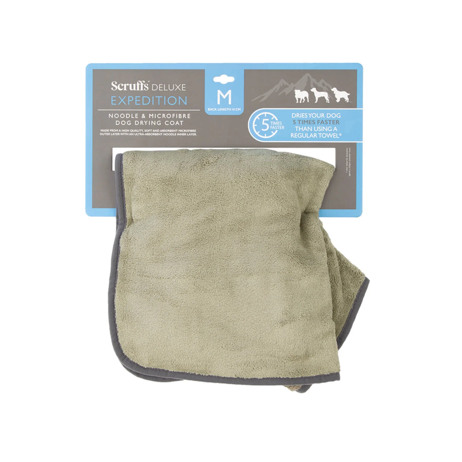 Scruffs Expedition Deluxe Noodle & Microfibre Dog Drying Coat - Medium - Khaki Green - Image 4