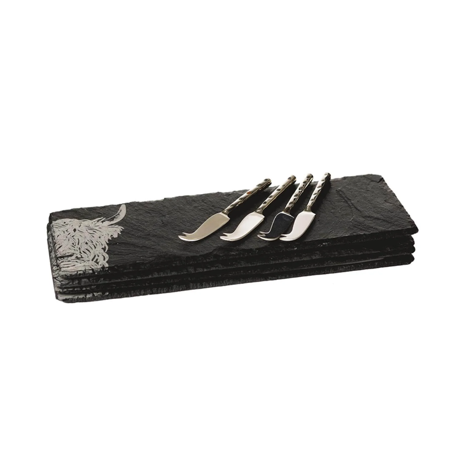 Selbrae House 4-Piece Mini Slate Cheese Board & Knife Set - Country Animals - Image 2