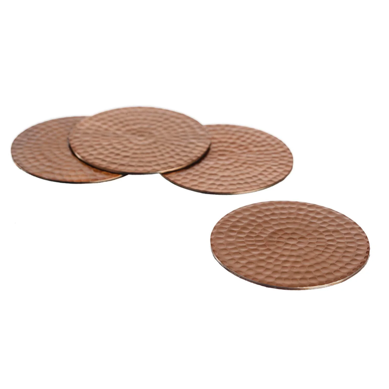 Selbrae House Flat Hammered Stainless Steel Set of 4 Coasters - Copper - Image 2